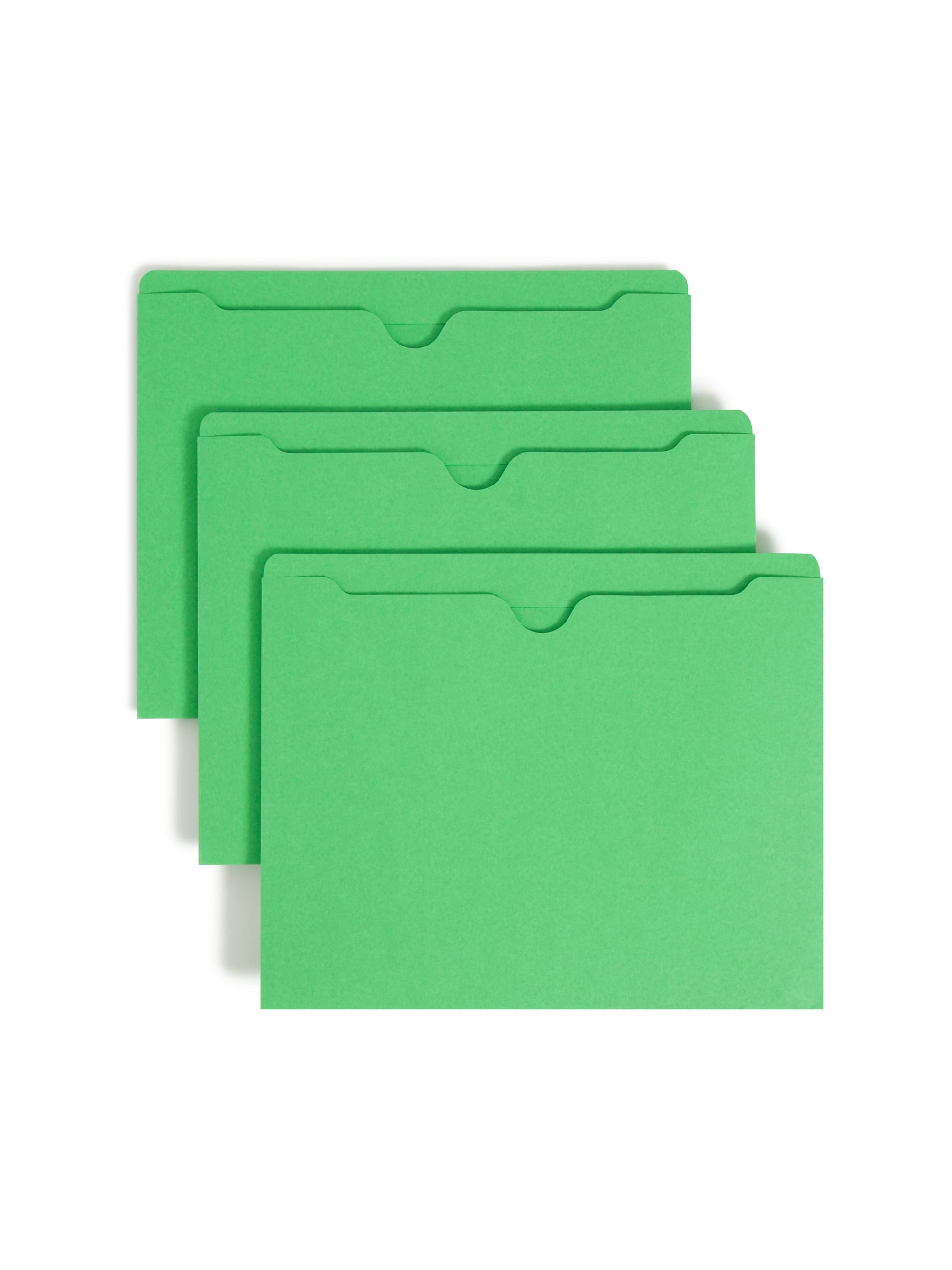 Colored File Jackets, Reinforced Straight-Cut Tab, No Expansion, Green Color, Letter Size, Set of 100, 30086486755031