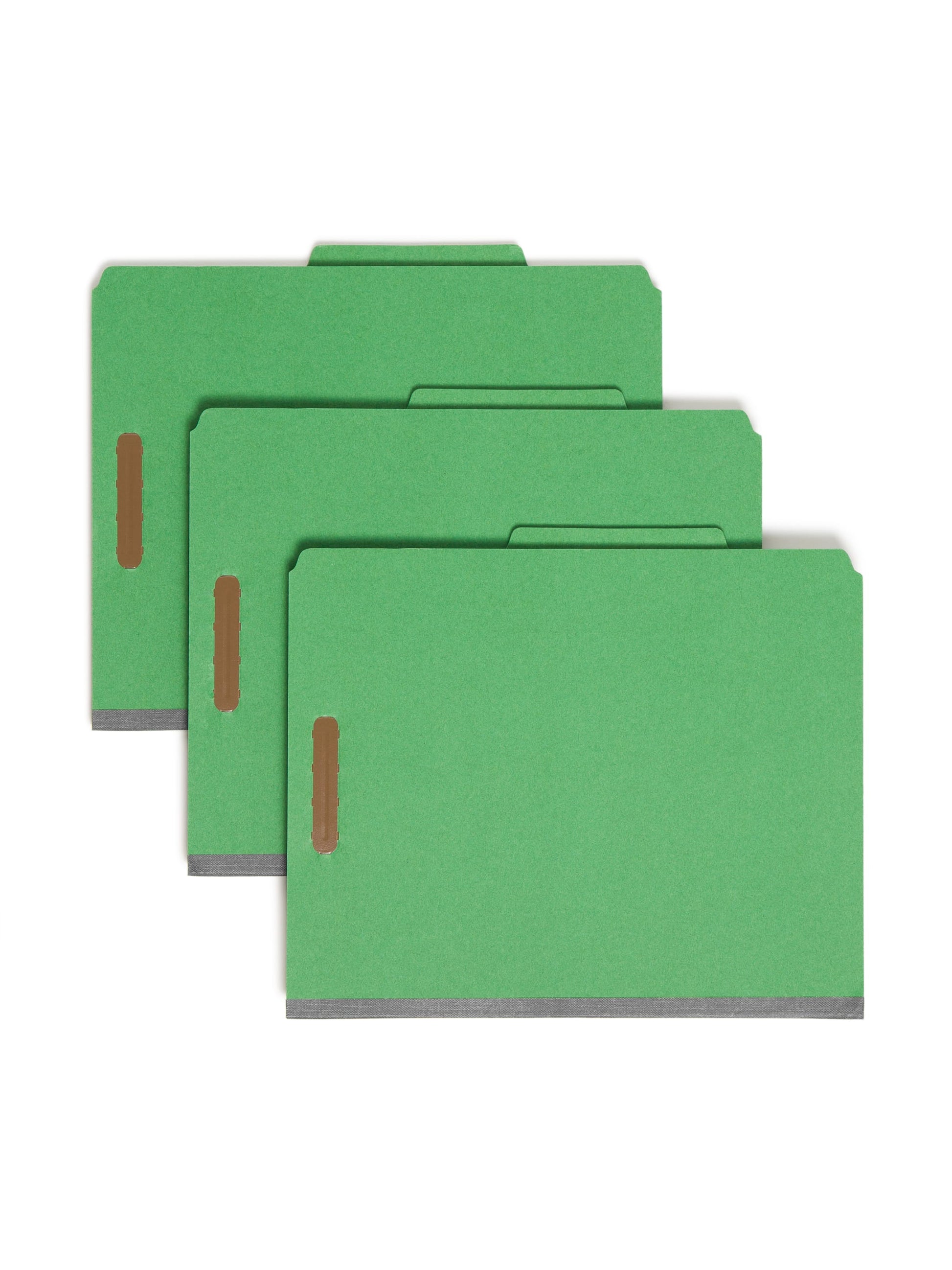 100% Recycled Value Pressboard Classification Folders, 2 Dividers, 2 inch Expansion, 2/5-Cut Tab, 2 Fasteners, Green Color, Letter Size, Set of 0, 30086486211865