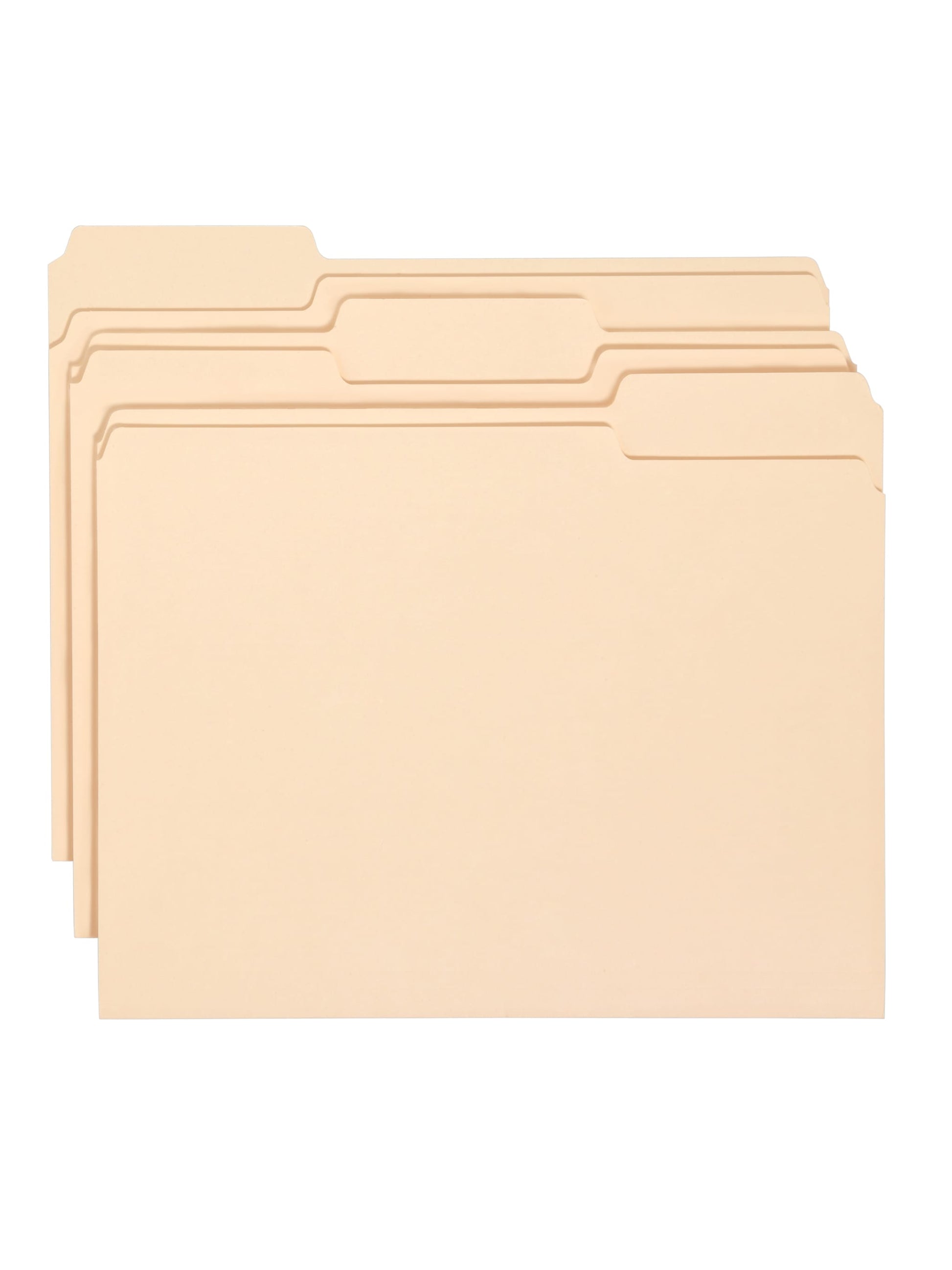 Standard File Folders, 1/3-Cut Assorted Tab, Manila Color, Letter Size, Set of 100, 086486103305