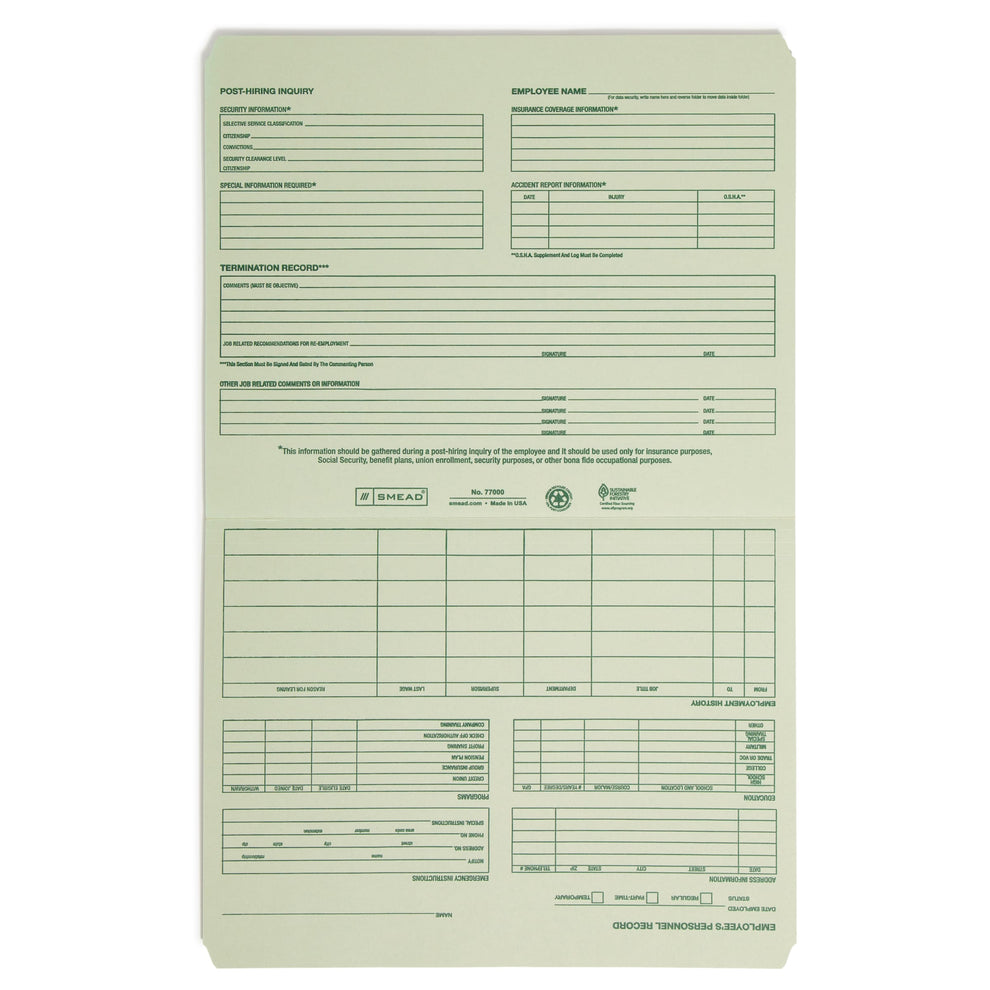 Employee Record File Folders