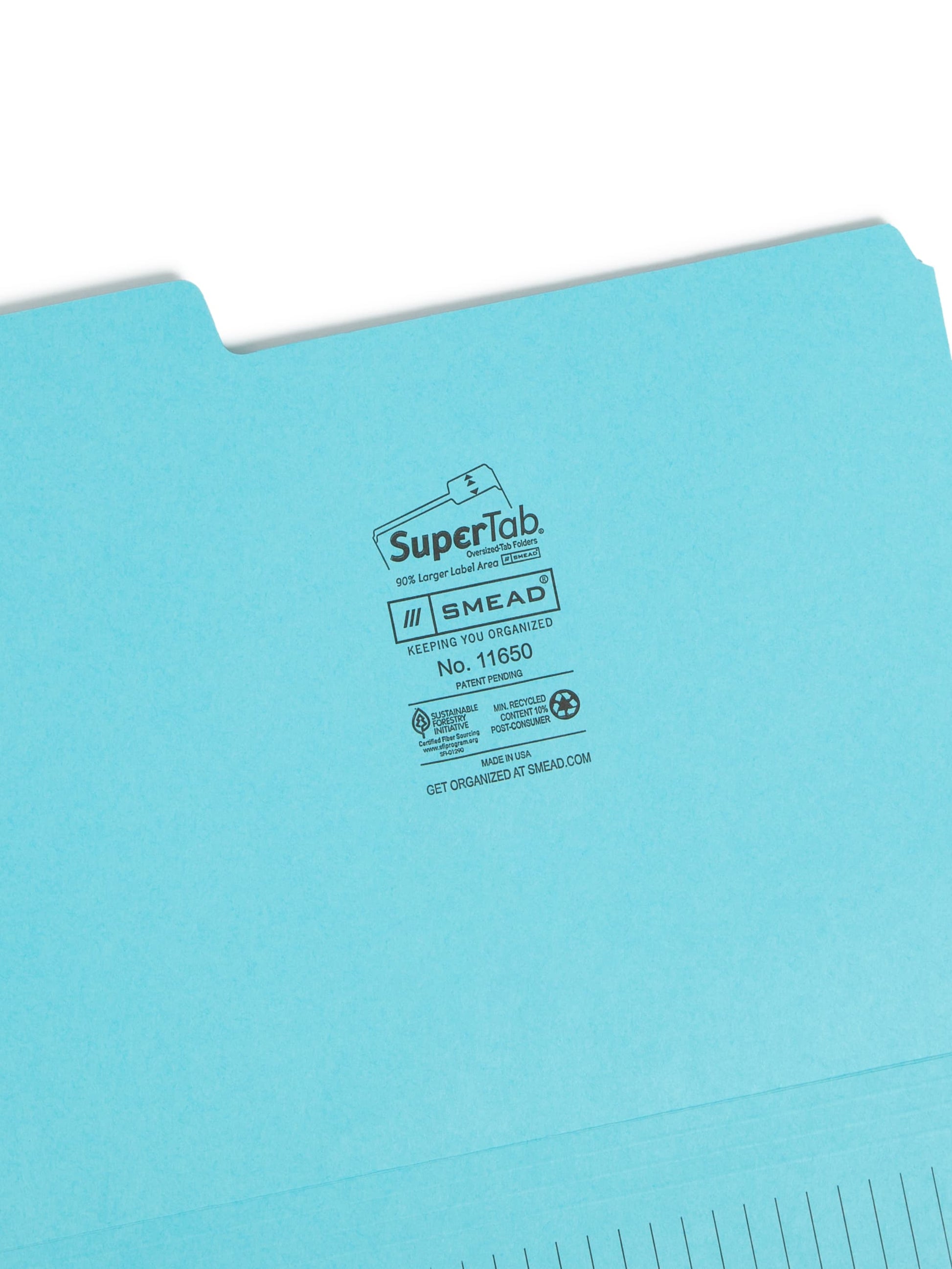 SuperTab® Notes File Folders, 1/3 Cut Tab, Assorted Colors Color, Letter Size, Set of 12, 086486116503