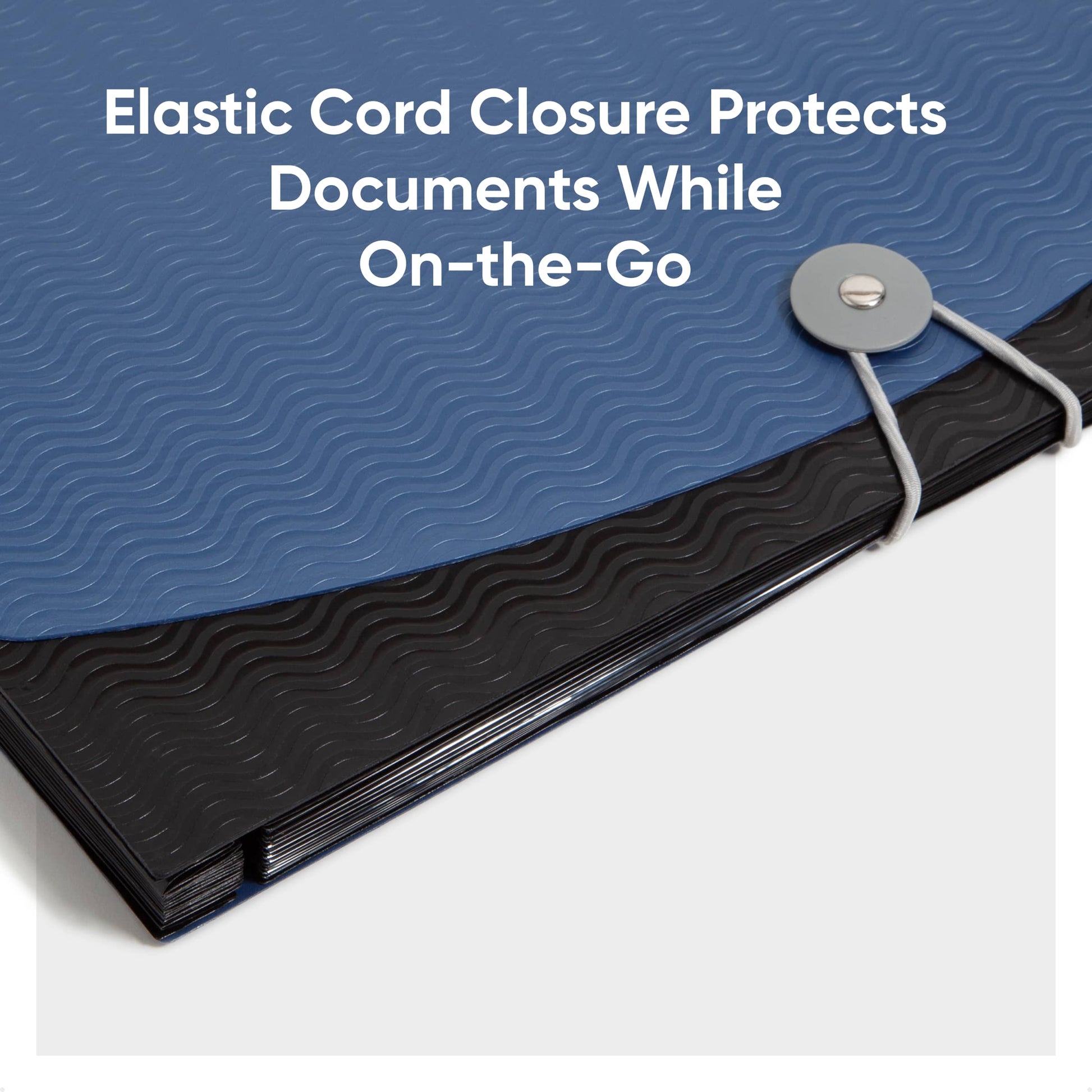 Poly Expanding Files with Flap, 12 Pockets, Wave Pattern, Blue Color, Letter Size, Set of 1, 086486708630
