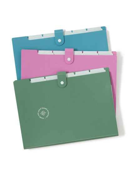 U Brands 6 Pocket U-Eco Poly Expanding File, 1/6 Cut, 6" Expansion, 5 Dividers, Assorted Colors