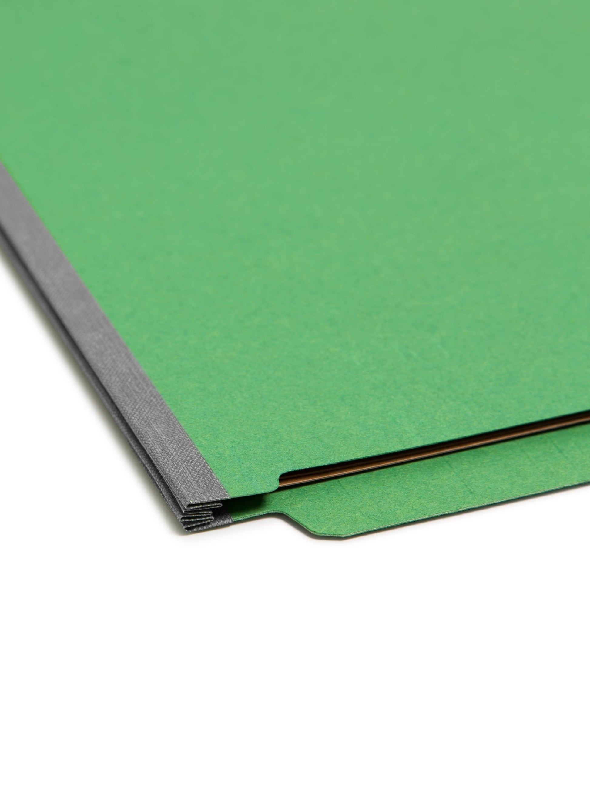 SafeSHIELD® Pressboard End Tab Classification File Folders, Straight-Cut Tab, 2 inch Expansion, 2 Divider, Green Color, Letter Size, Set of 10, 30086486267855