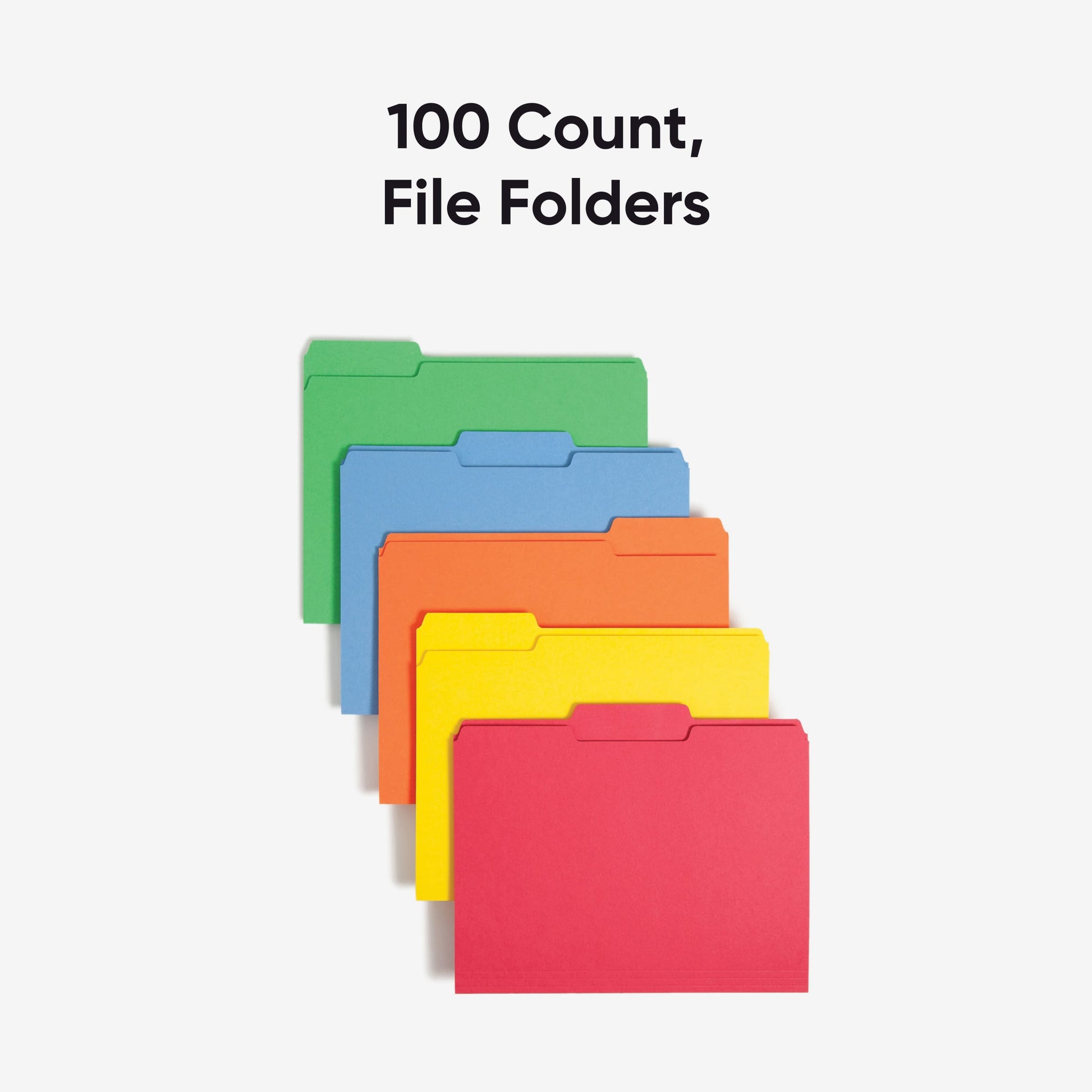 Standard File Folders, 1/3-Cut Tab, Assorted Colors Color, Letter Size, Set of 100, 086486119436