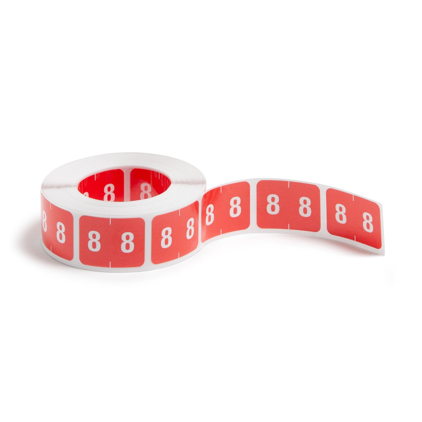 DCCRN Color-Coded Numeric Labels - Rolls, Red Color, 1-1/4" X 1" Size, Set of 500, 086486673488