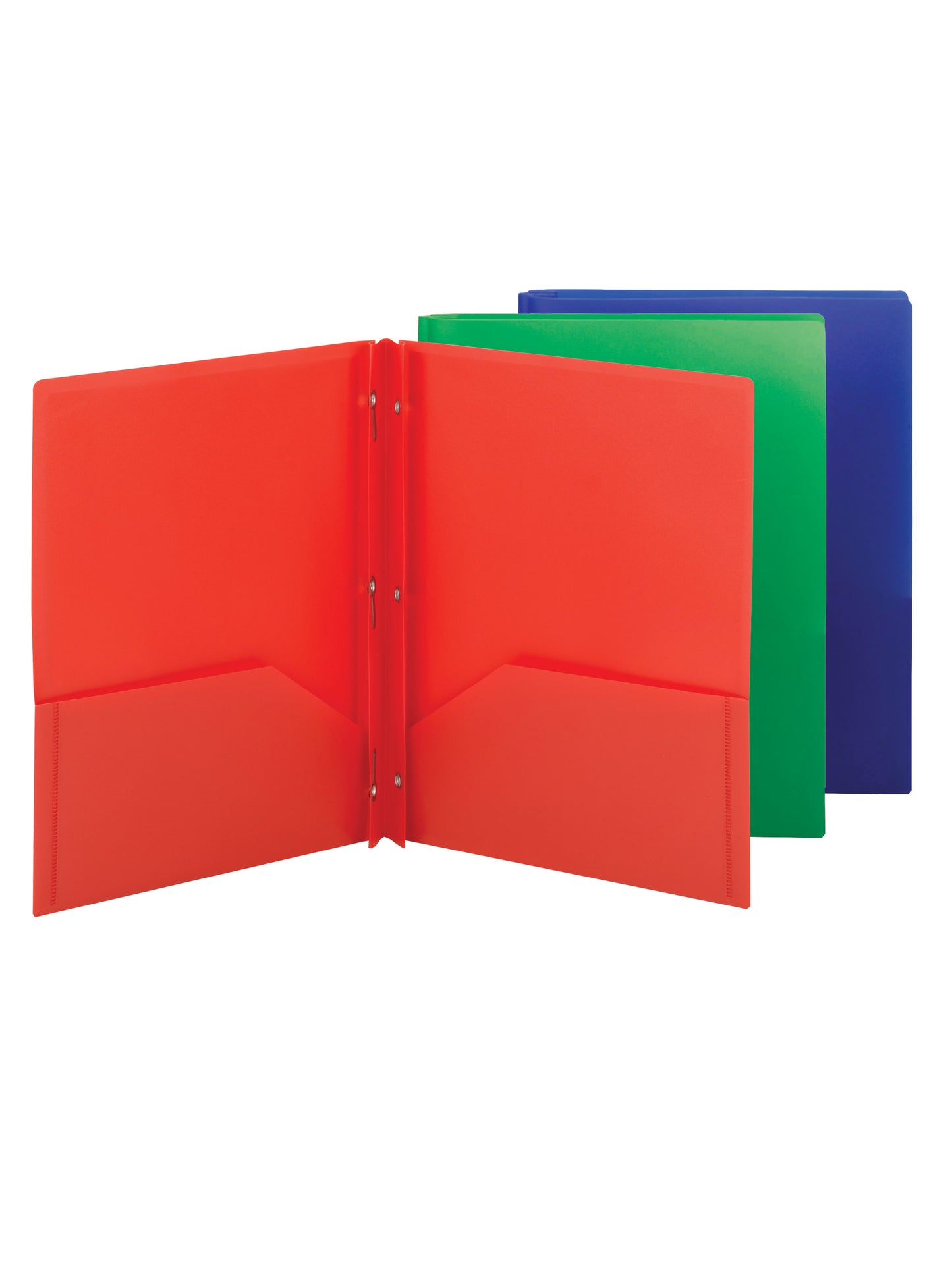 Poly Two-Pocket Folders with Fasteners, Assorted Primaries Color, Letter Size, Set of 1, 086486877374