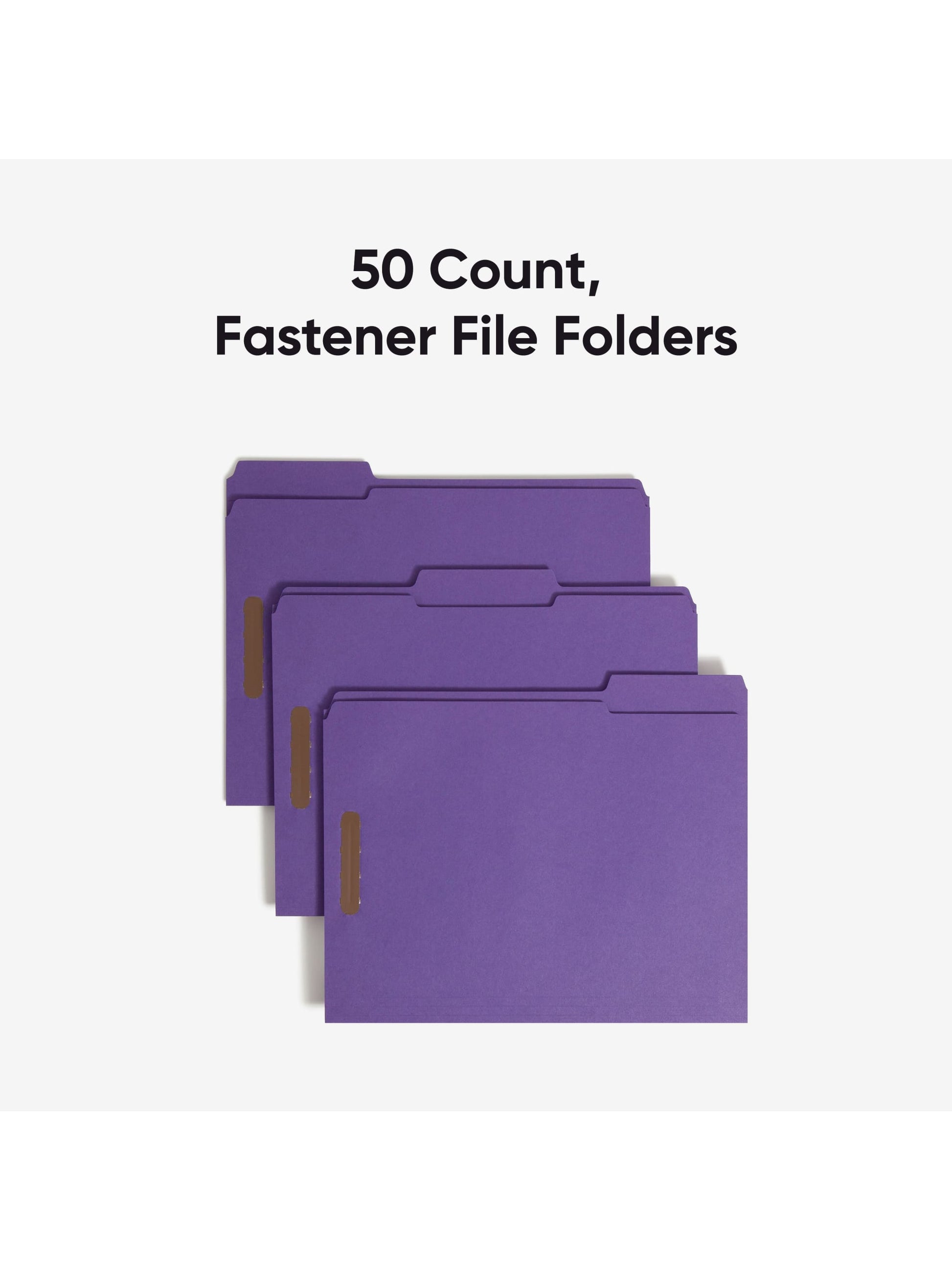 Reinforced Tab Fastener File Folders, 1/3-Cut Tab, 2 FastenersReinforced Tab Fastener File Folders, 1/3 Cut, Purple, Letter, Purple, Letter Size, Set of 50, 086486130400