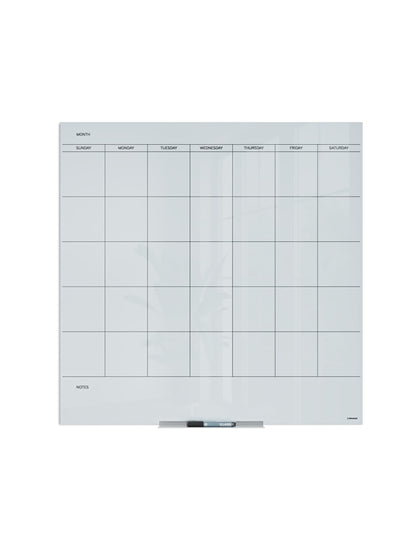 Floating Glass Non-Magnetic DE Calendar Board, White, 35" x 35", 3 x 3, White, 35" X 35" Size, Set of 1, 817894029105