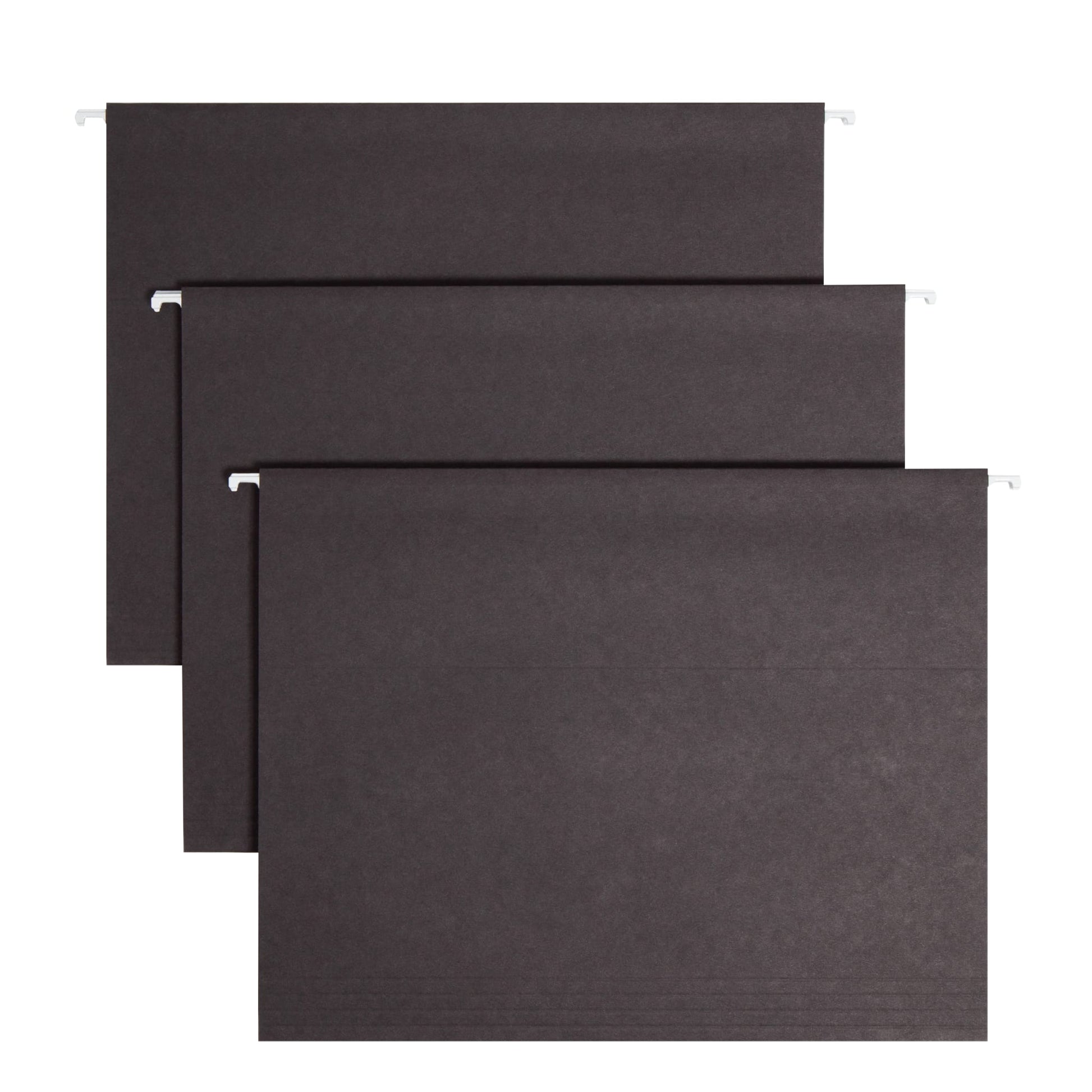Standard Hanging File Folders with 1/5-Cut Tabs, Black Color, Letter Size, Set of 25, 086486640626