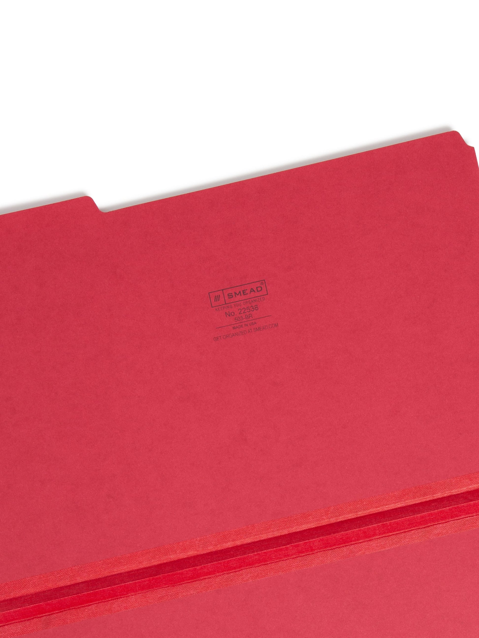 Pressboard File Folder, 1 inch Expansion, 1/3-Cut Tab, Bright Red Color, Legal Size, Set of 25, 086486225380