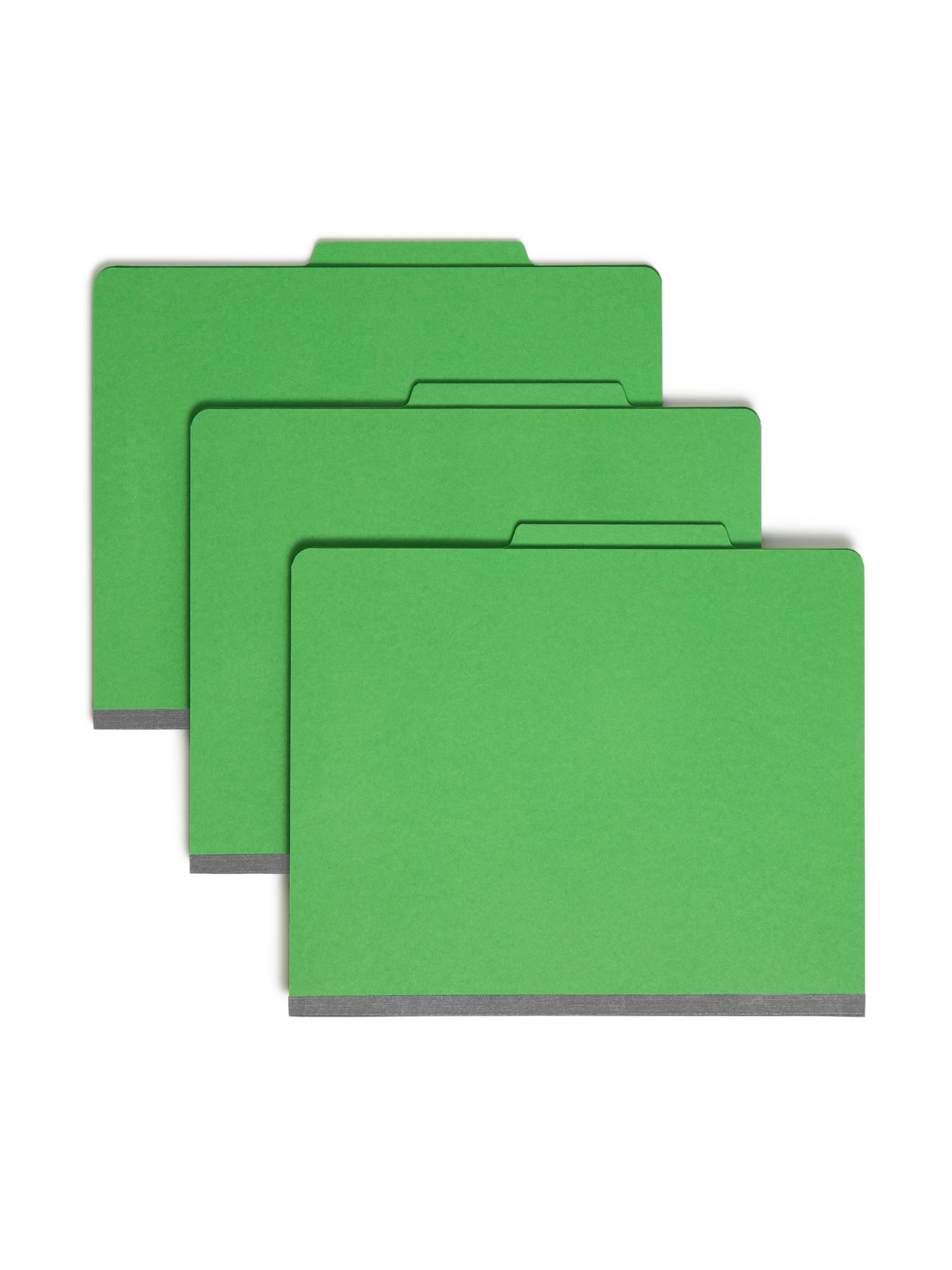 Classification File Folders, 2 Dividers, 2 inch Expansion, Green Color, Letter Size, Set of 10, 30086486140028