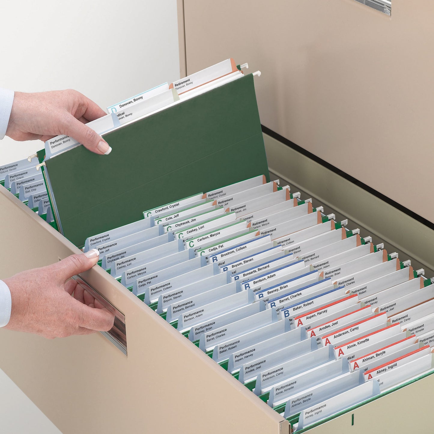 TUFF® Hanging File Folders with Easy Slide® Tabs, Standard Green Color, Legal Size, Set of 20, 086486641364