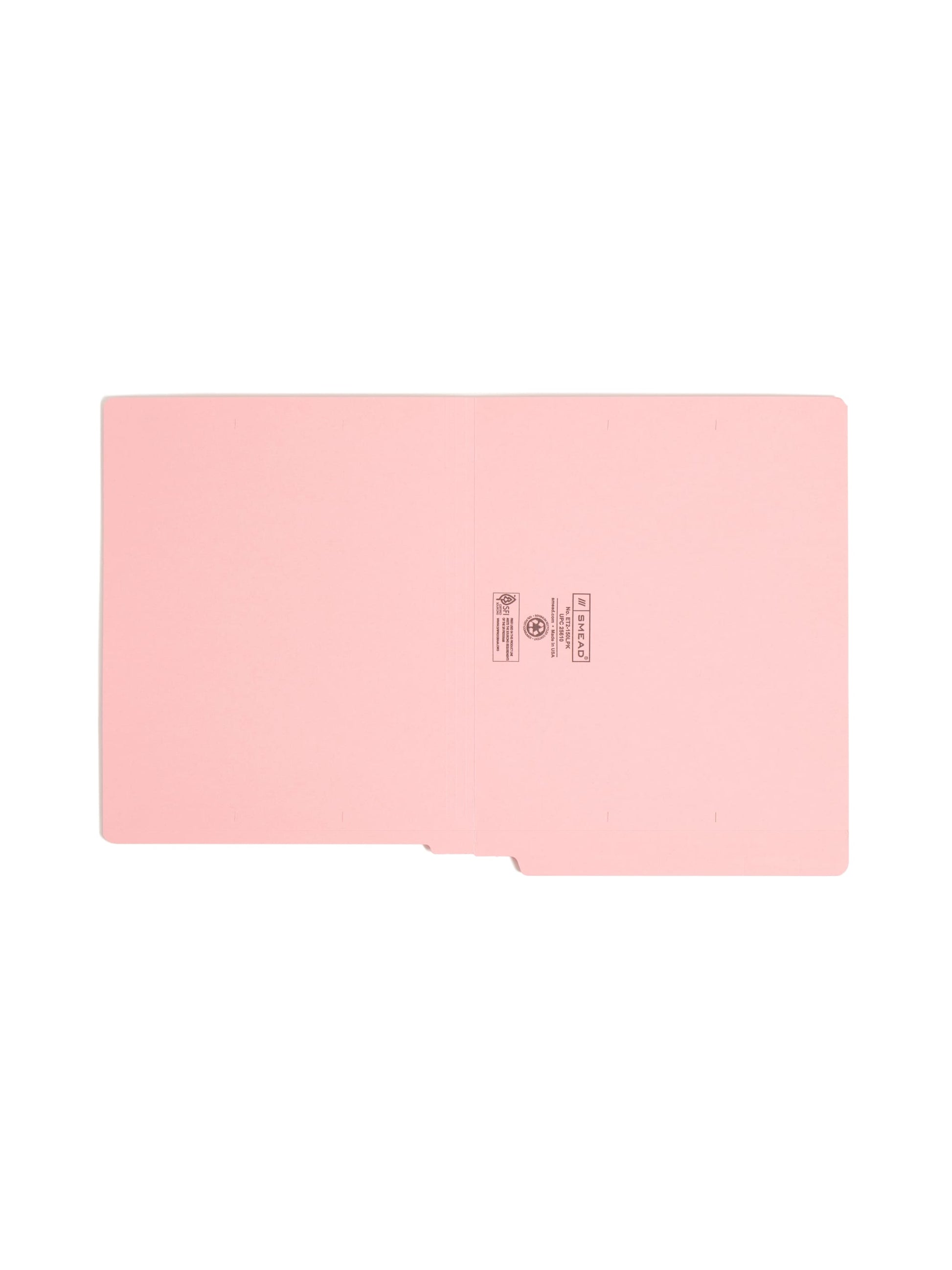 Shelf-Master® Reinforced Tab End Tab File Folders, Straight-Cut Tab, Pink Color, Letter Size, Set of 100, 086486256100