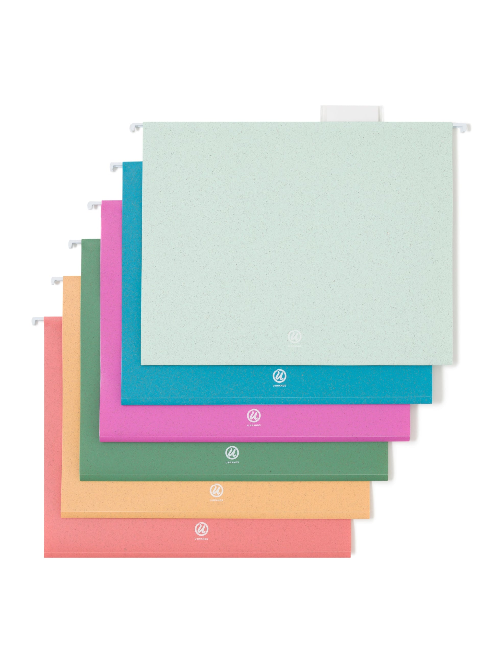 U-Eco Hanging File Folders, U-Eco, 1/5 Cut, 0.5" Expansion, Assorted Colors, Assorted Colors, Set of 12, 843463165967