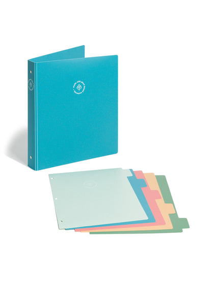 U Brands U-Eco Poly Binder with 5 Tab Dividers, 1/5 Cut, 2 Pockets, 5 Dividers, Blue