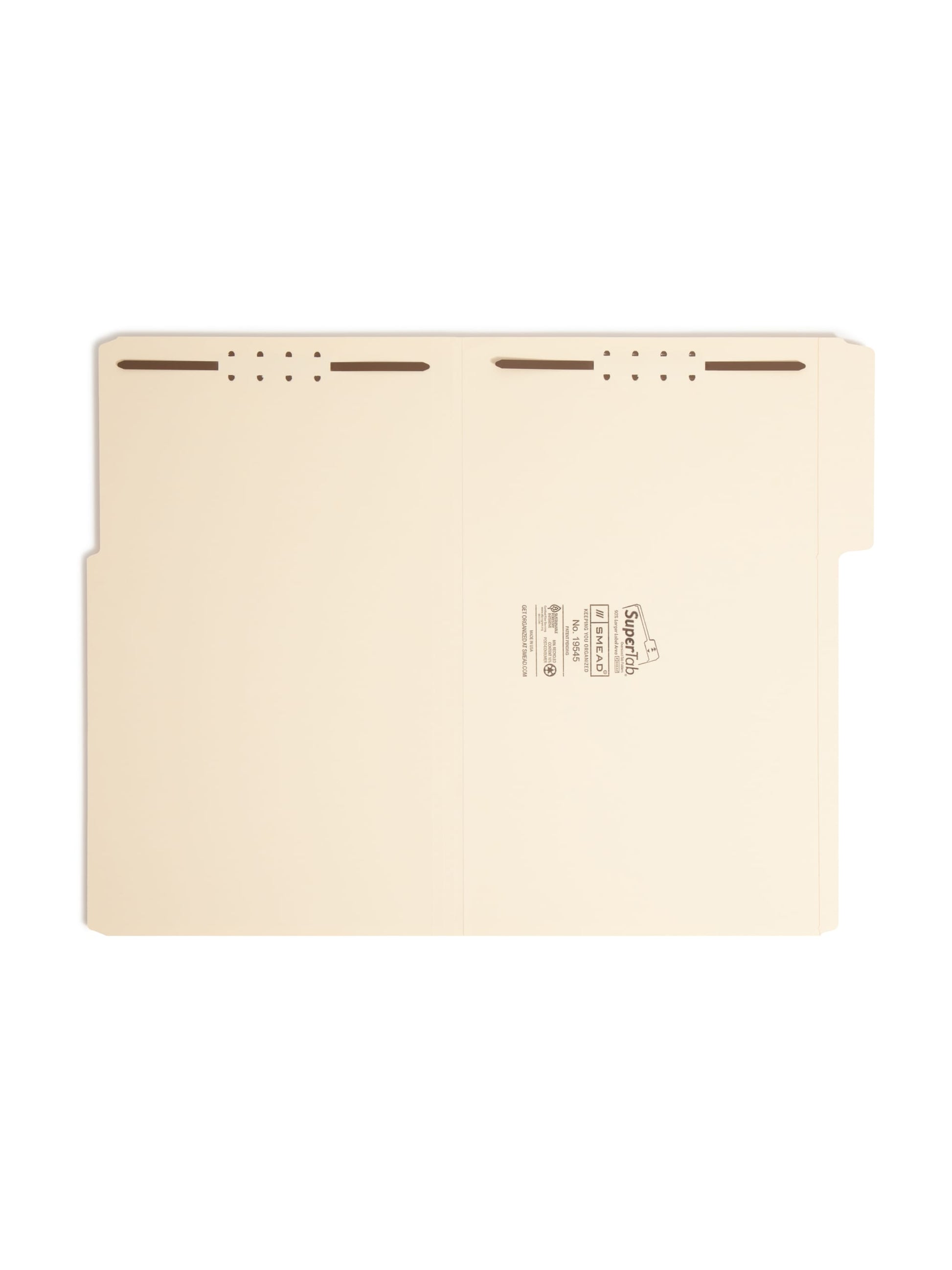 SuperTab® Heavyweight Fastener File Folders, Manila Color, Legal Size, Set of 50, 086486195454