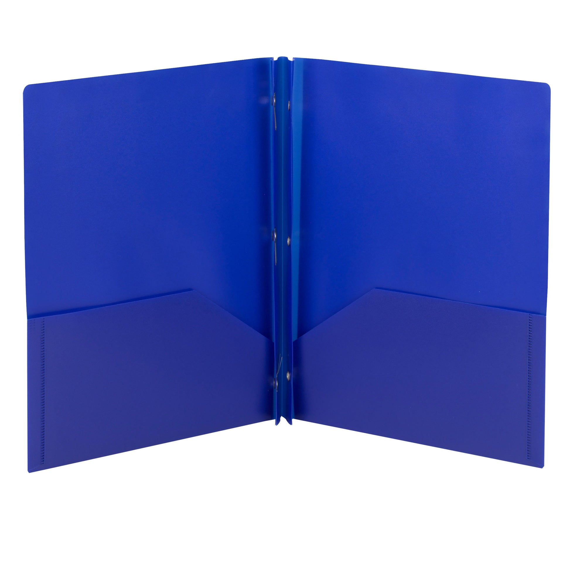 Poly Two-Pocket Folders with Fasteners, Dark Blue Color, Letter Size, Set of 3, 086486877312