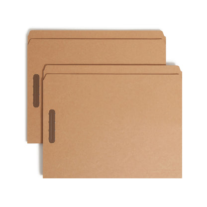 Reinforced Tab Fastener File Folders, Straight-Cut Tab, 2 Fasteners, Kraft Color, Letter Size, Set of 50, 086486148139