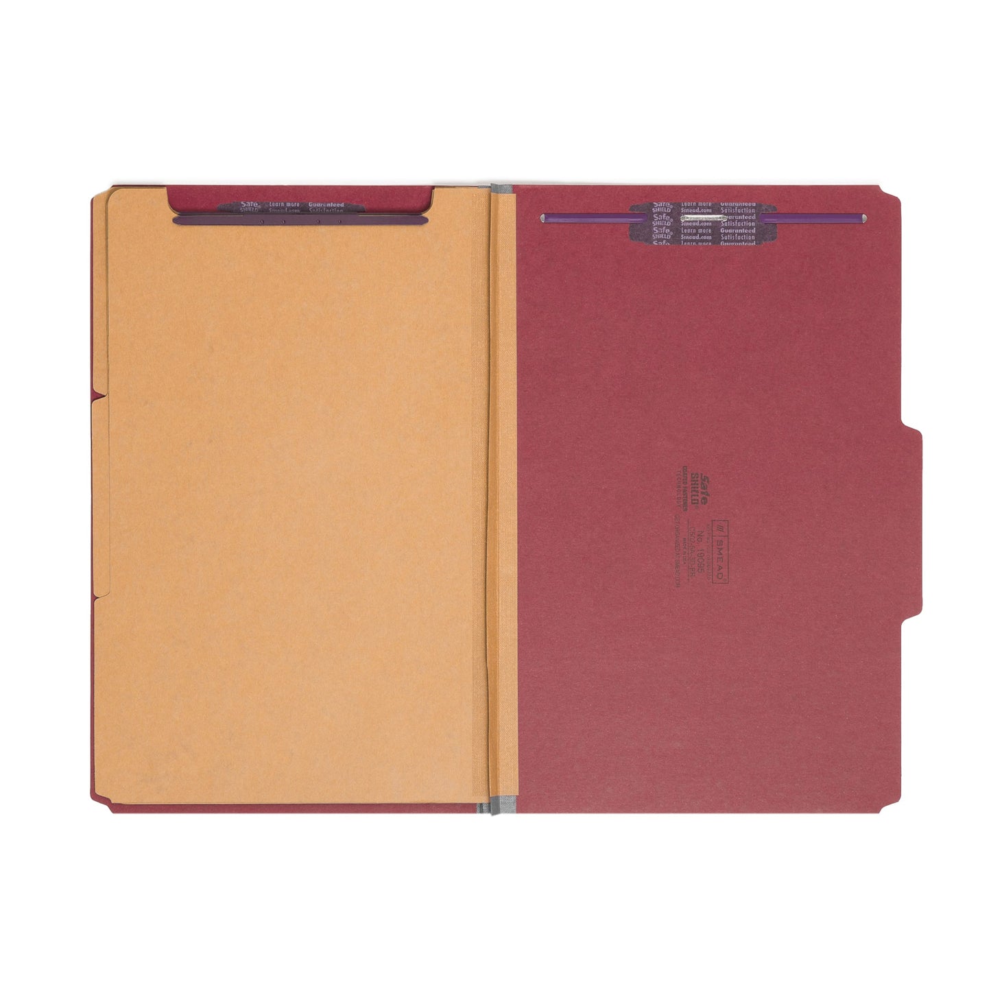SafeSHIELD® Pressboard Classification File Folders, 3 Dividers, 3 inch Expansion, 2/5-Cut Tab, Bright Red Color, Legal Size, Set of 10, 30086486190955