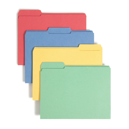 100% Recycled File Folders, Assorted Colors Color, Letter Size, Set of 100, 086486120081