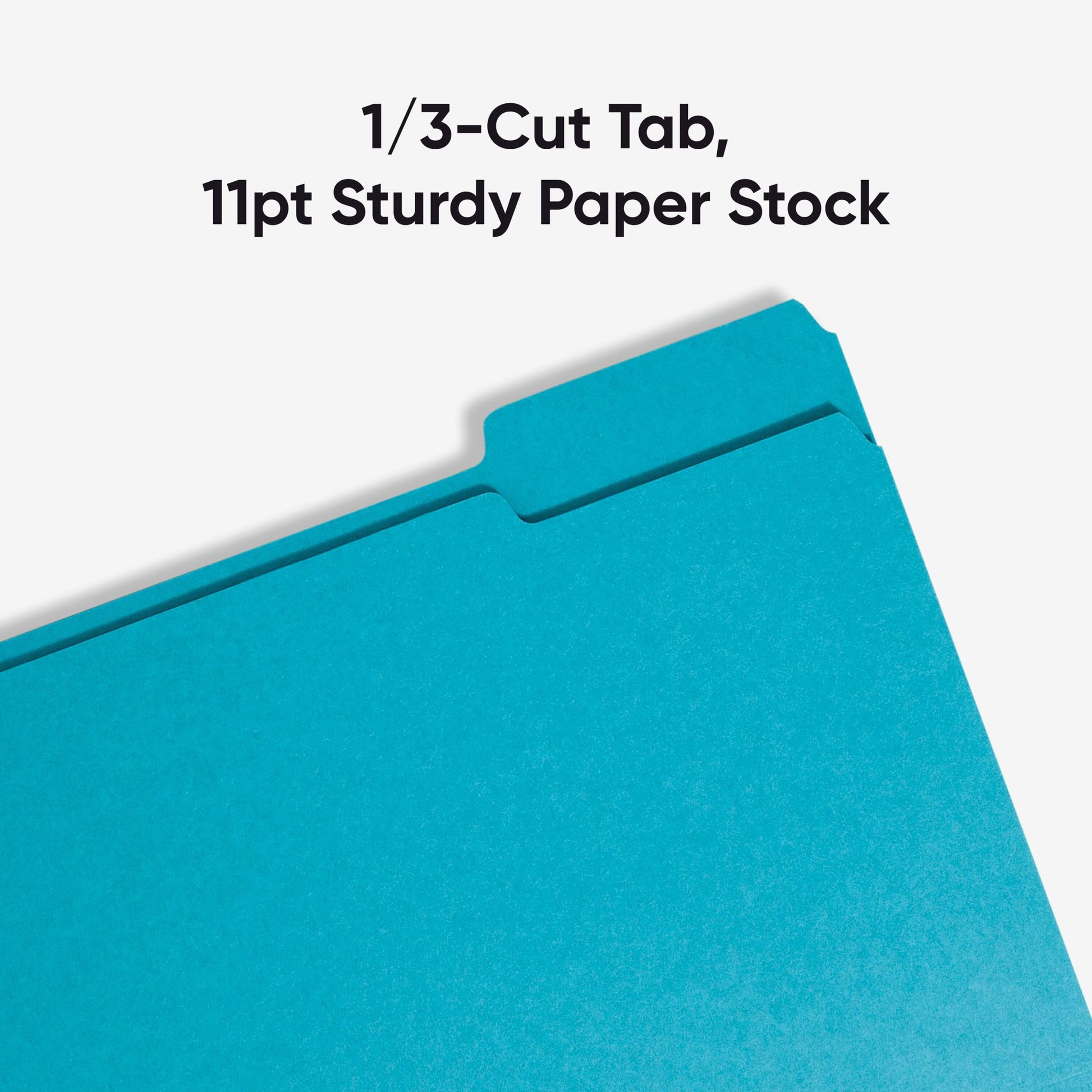Standard File Folders, 1/3-Cut Tab, Teal Color, Letter Size, Set of 100, 086486131438