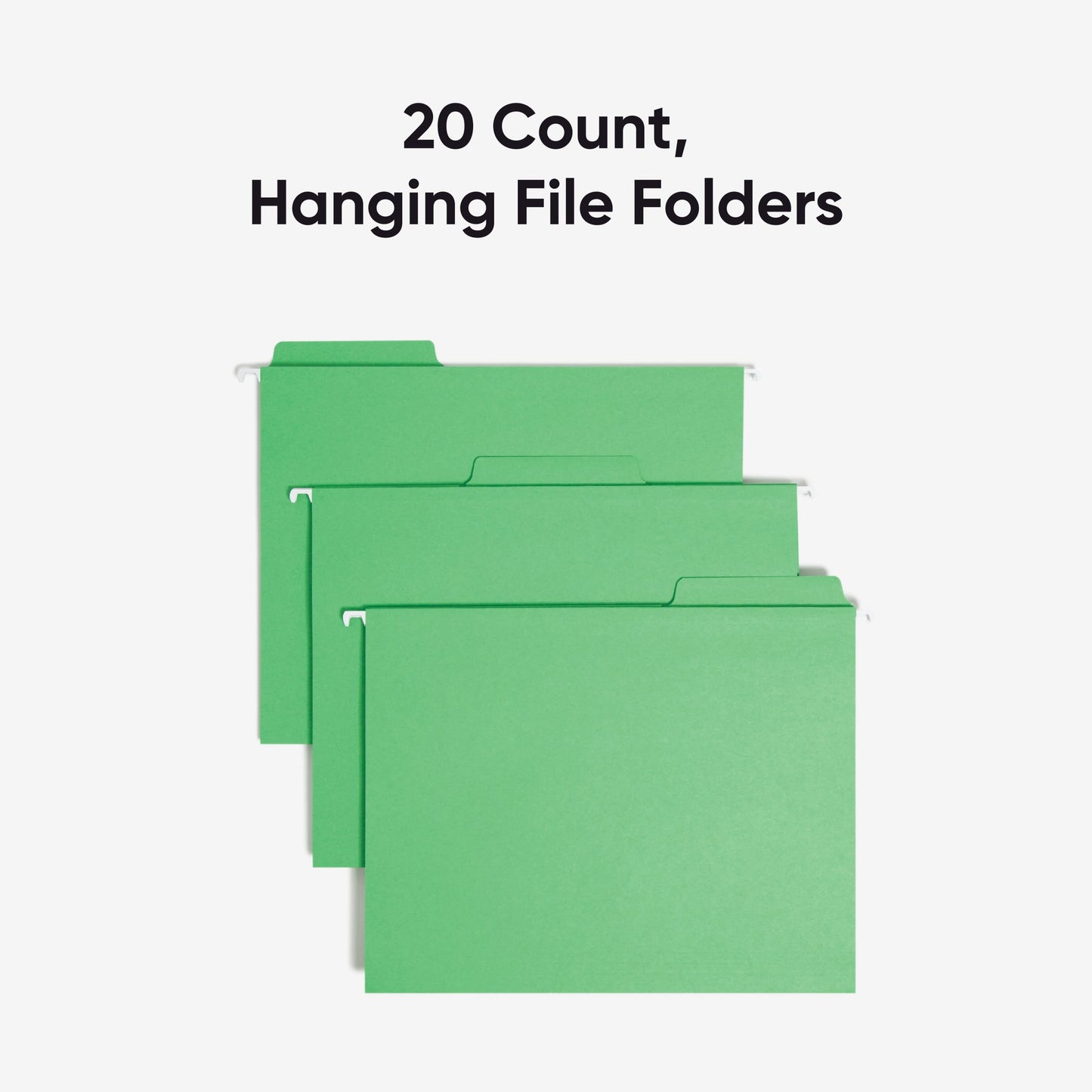 FasTab® Hanging File Folders, 1/3-Cut Tab, Green Color, Letter Size, Set of 20, 086486640985