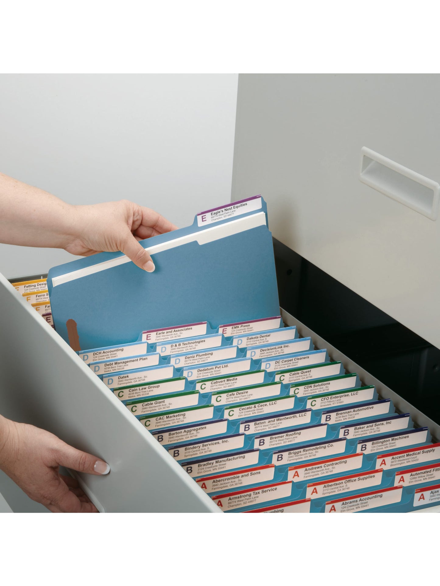 Reinforced Tab Fastener File Folders, 1/3-Cut Tab, 2 Fasteners, Blue Color, Letter Size, Set of 50, 086486120401