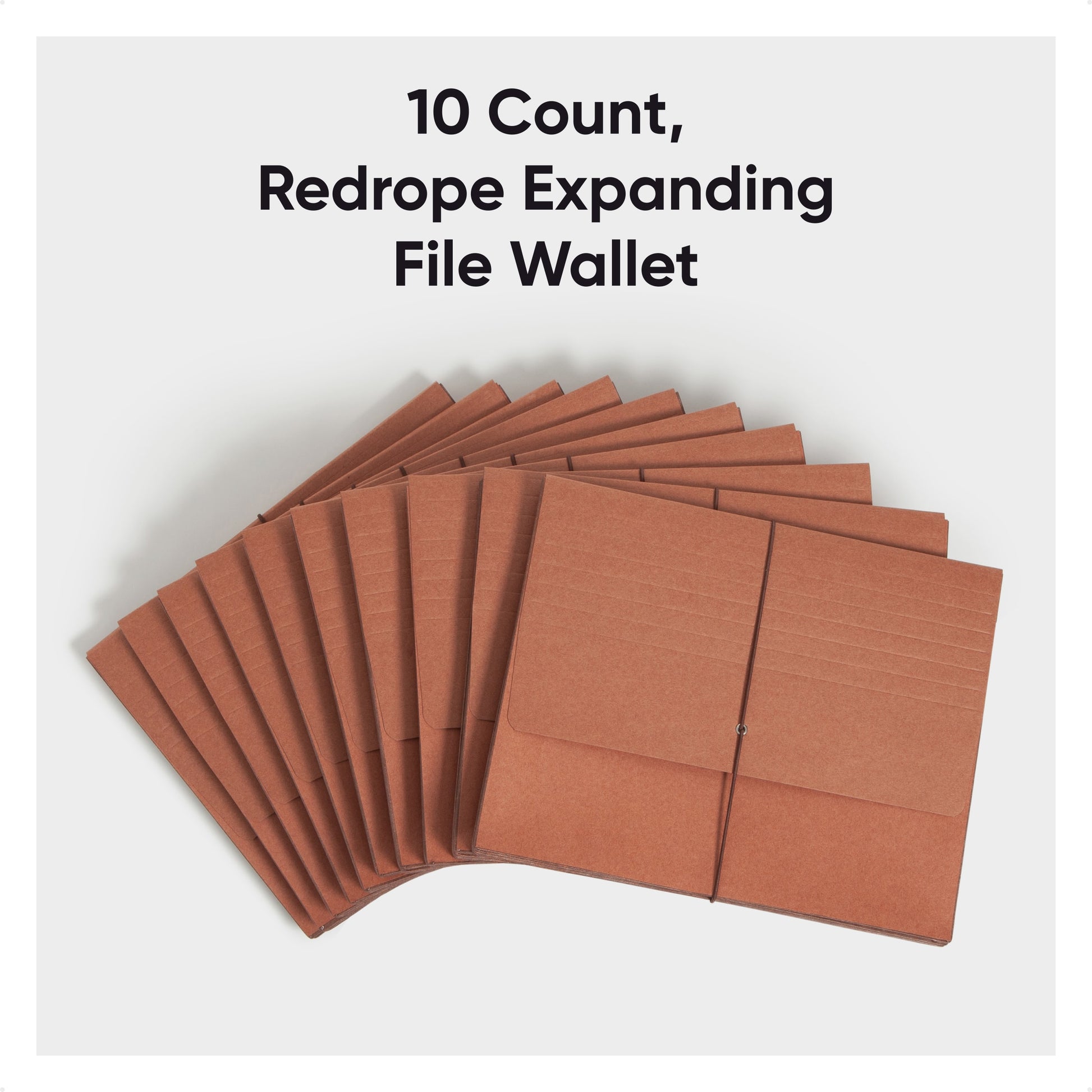 Tear-Resistant Redrope Expanding Wallets with Elastic Cord, 3-1/2 Inch Expansion, Redrope Color, Letter Size, Set of 10, 30086486711051
