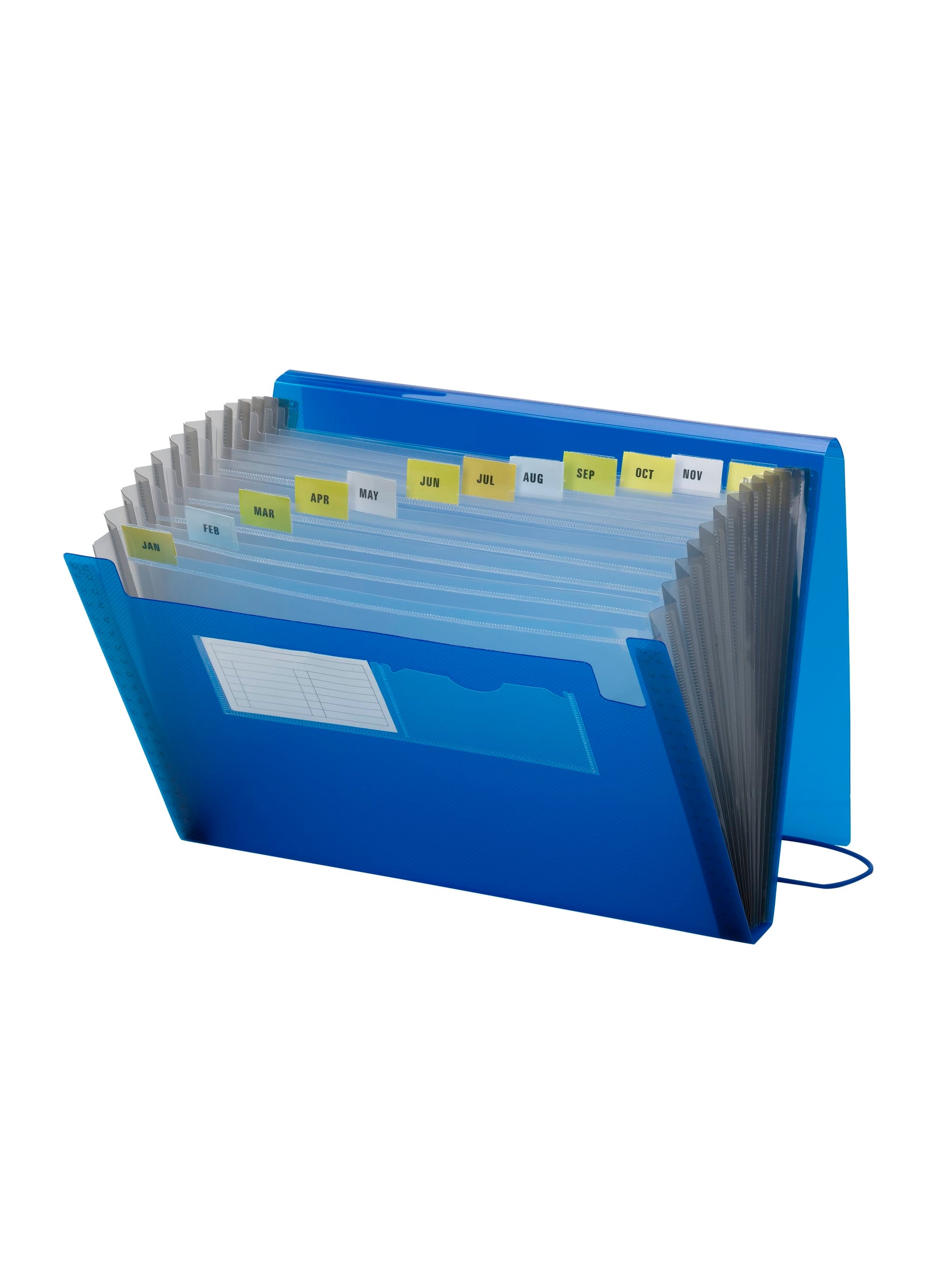 Poly Expanding Files with Flap, 12 Pockets, Light Blue Color, Letter Size, Set of 1, 086486708760