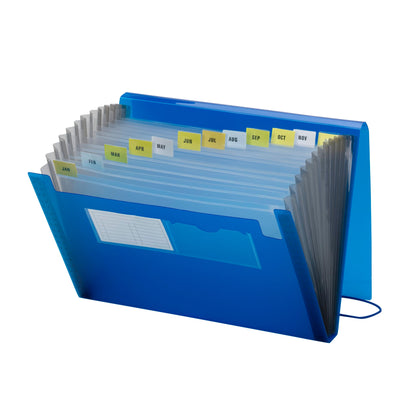 Poly Expanding Files with Flap, 12 Pockets, Light Blue Color, Letter Size, Set of 1, 086486708760