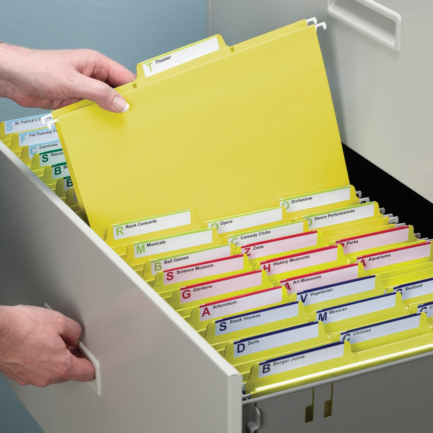 FasTab® Hanging File Folders, 1/3-Cut Tab, Yellow Color, Letter Size, Set of 20, 086486640978