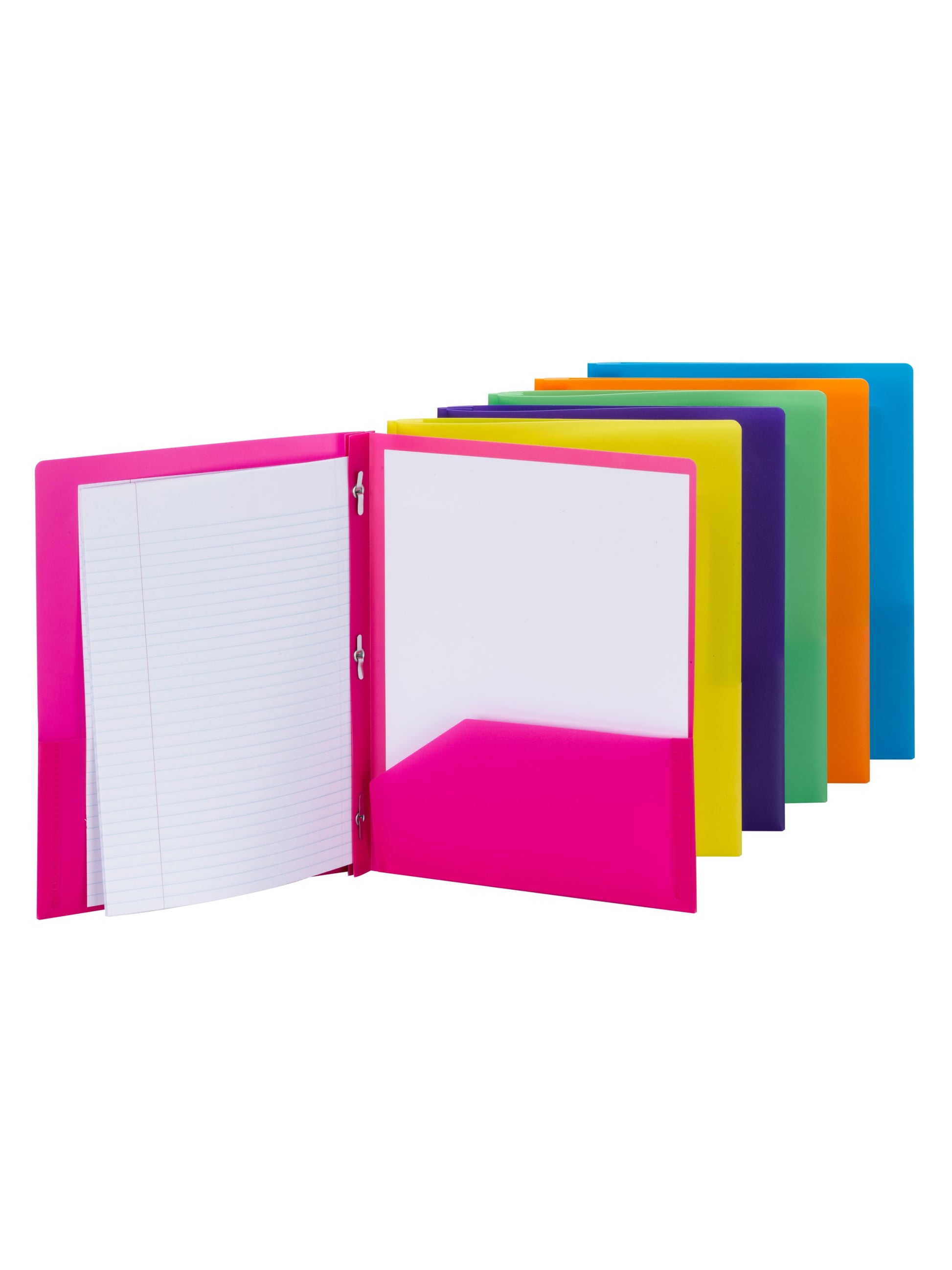 Poly Two-Pocket Folders with Fasteners, Assorted Colors Color, Letter Size, Set of 1, 086486877473