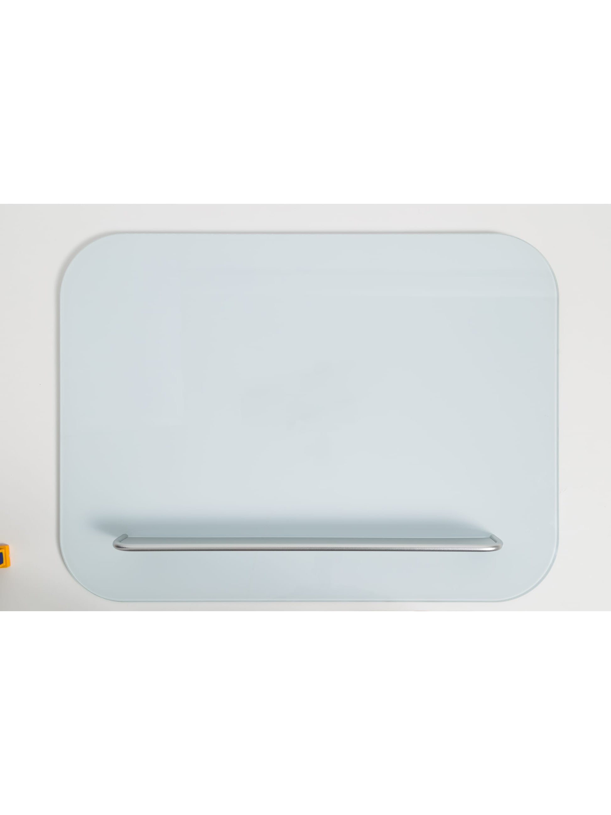 Rounded Edge Glass Board with Floating Tray, White, 23" x 17", 2' or Smaller, White, 23" X 17" Size, Set of 1, 843463147598