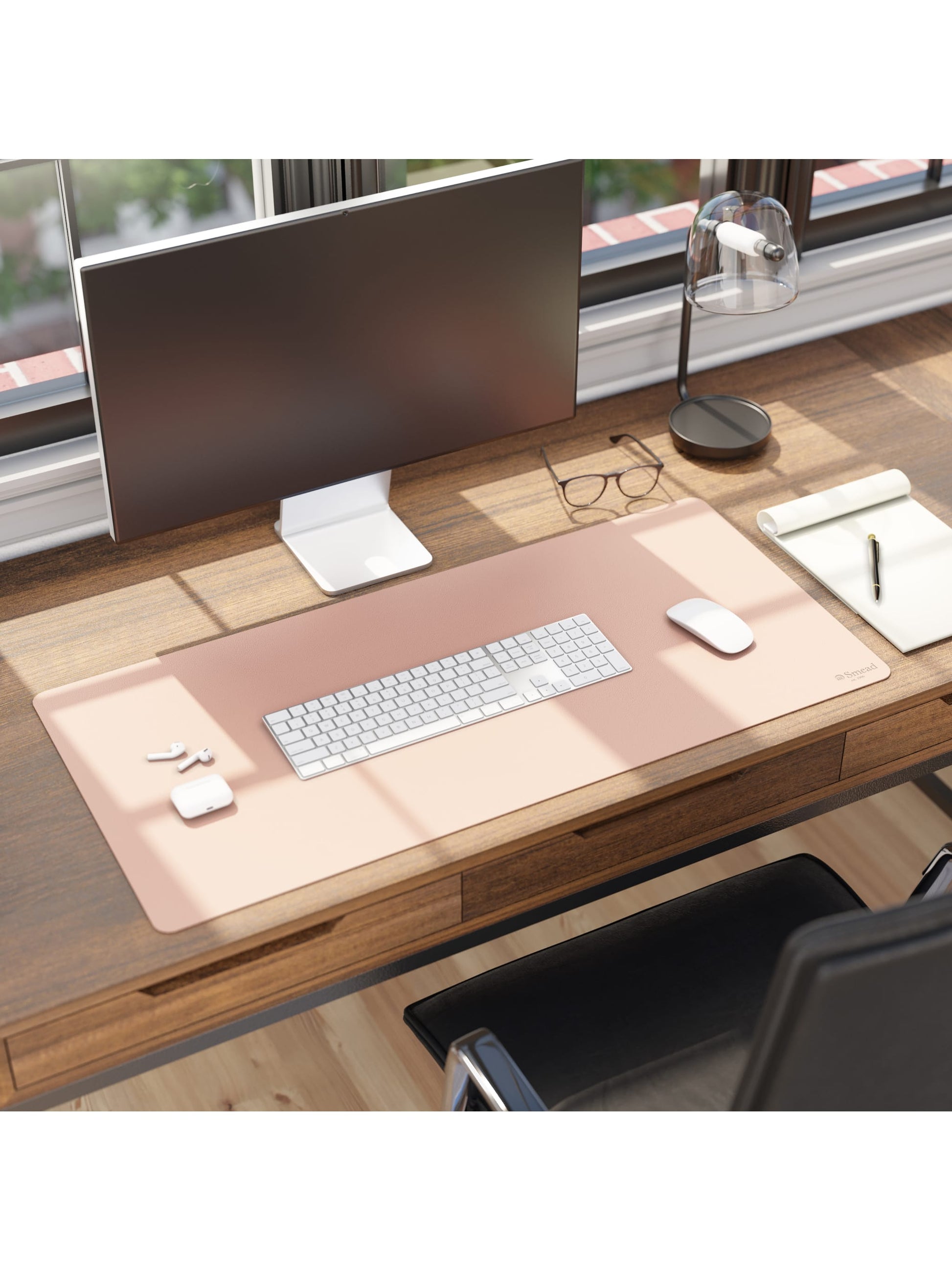 Vegan Leather Desk Pad, Dusty Rose Color, 36"X17" Size, 086486648295