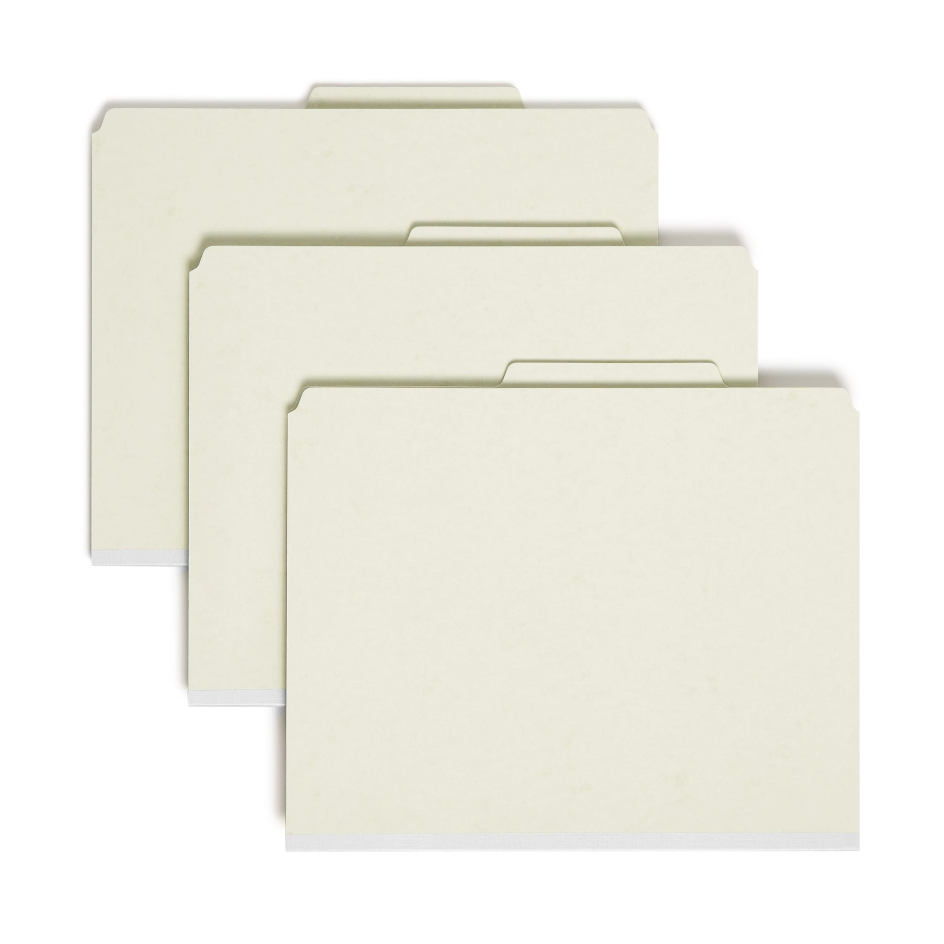SafeSHIELD® Pressboard Classification File Folders, 3 Dividers, 3 inch Expansion, 2/5-Cut Tab, Gray/Green Color, Letter Size, Set of 10, 30086486140912
