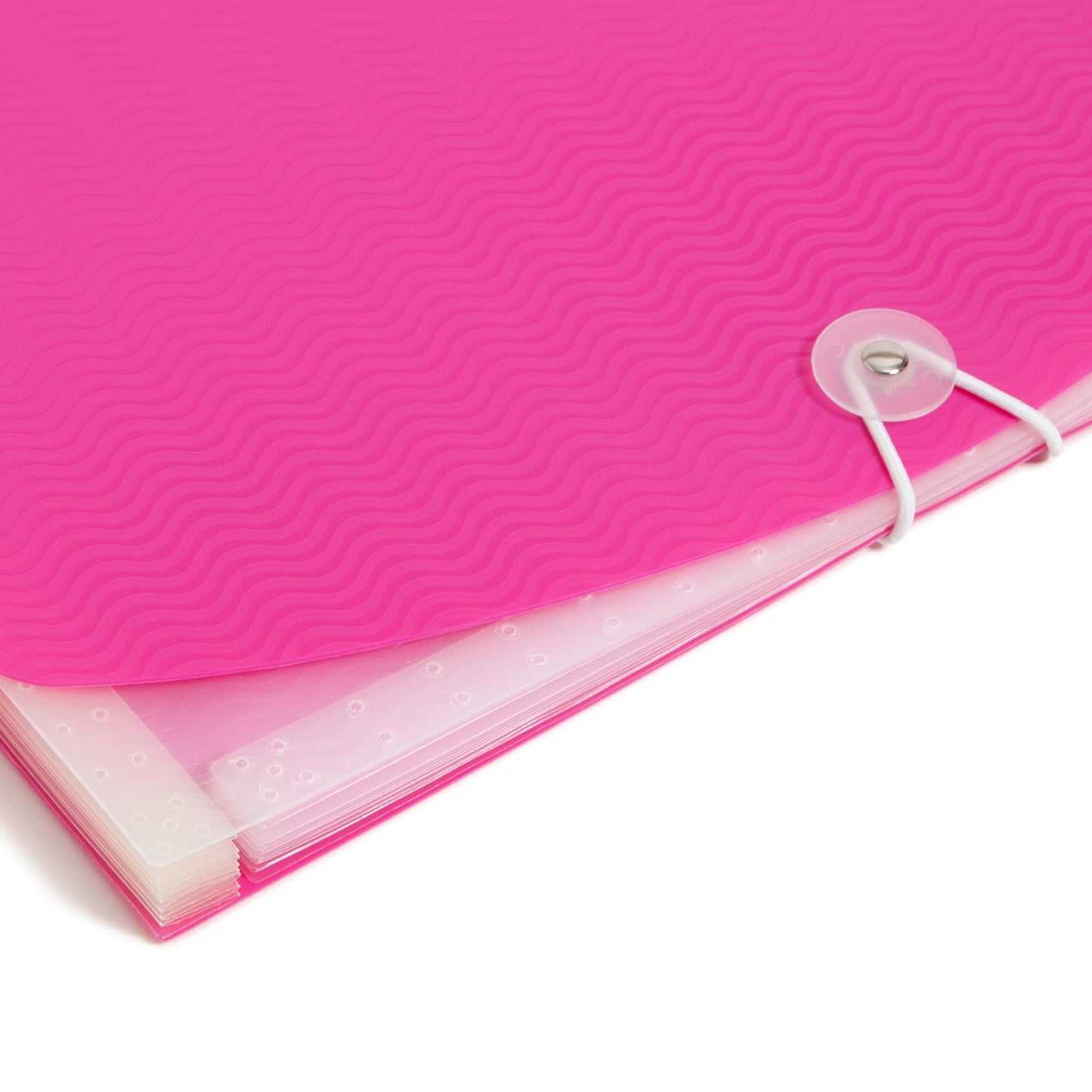 Poly Expanding Files with Flap, 6 Pockets, Wave Pattern, Pink Color, Letter Size, Set of 1, 086486708746