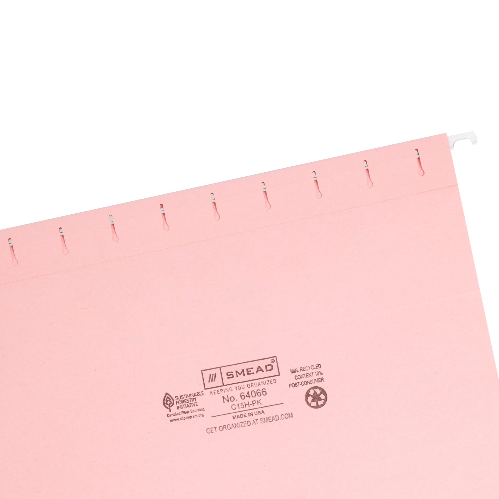 Standard Hanging File Folders with 1/5-Cut Tabs, Pink Color, Letter Size, Set of 25, 086486640664