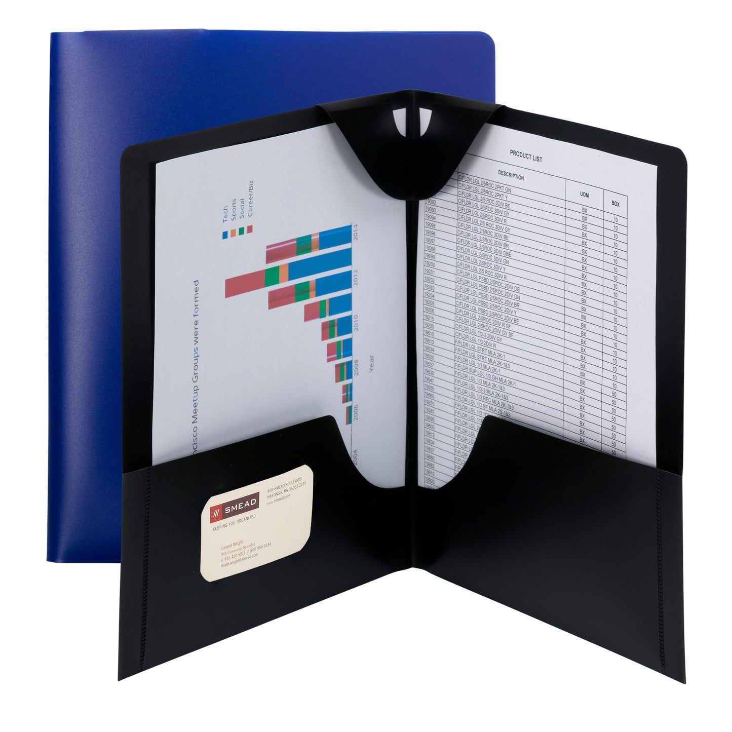 Poly Lockit® Two-Pocket Folders, Black Color, Letter Size, Set of 25, 30086486879416