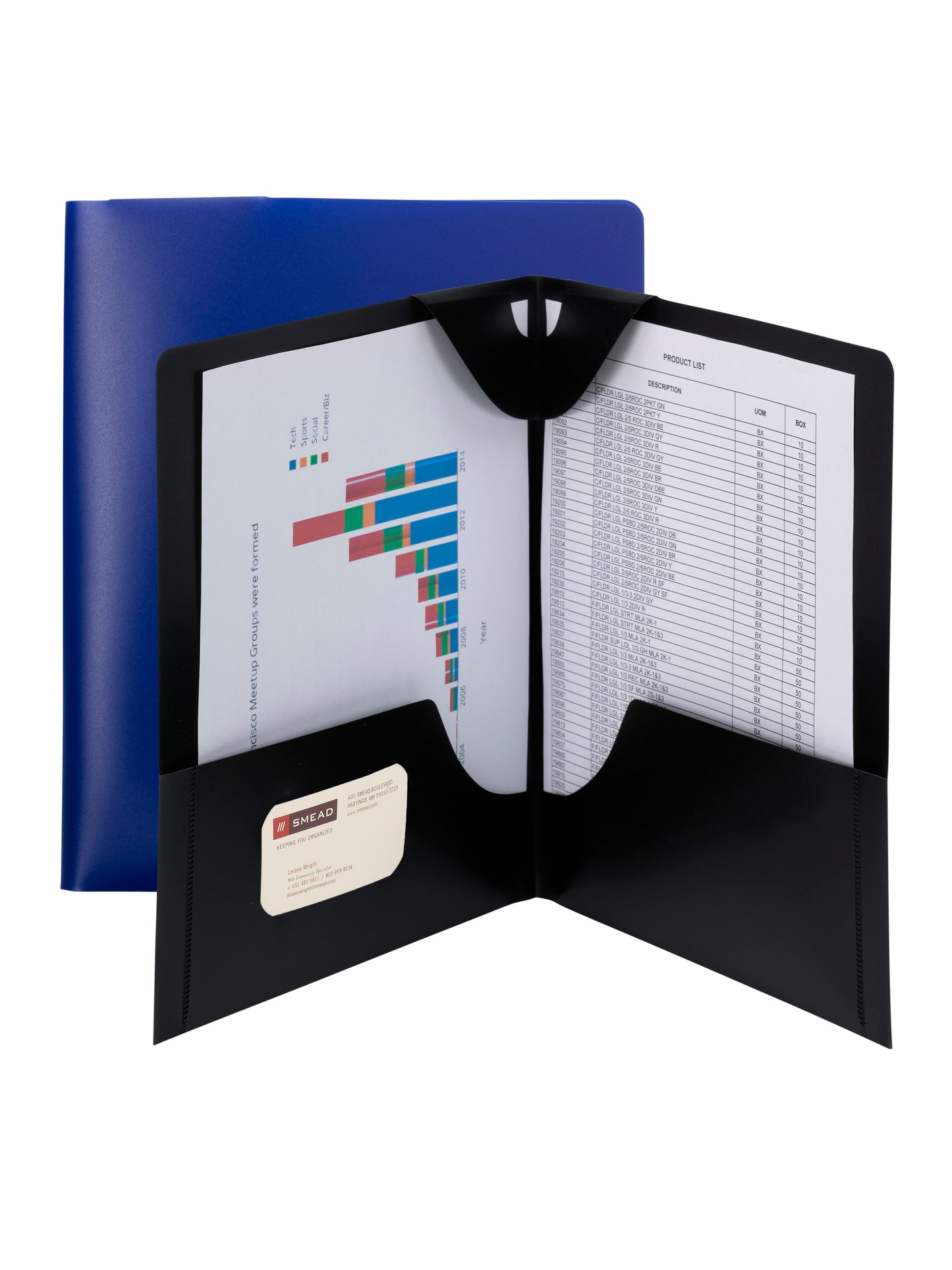 Poly Lockit® Two-Pocket Folders, Black Color, Letter Size, 30086486879416