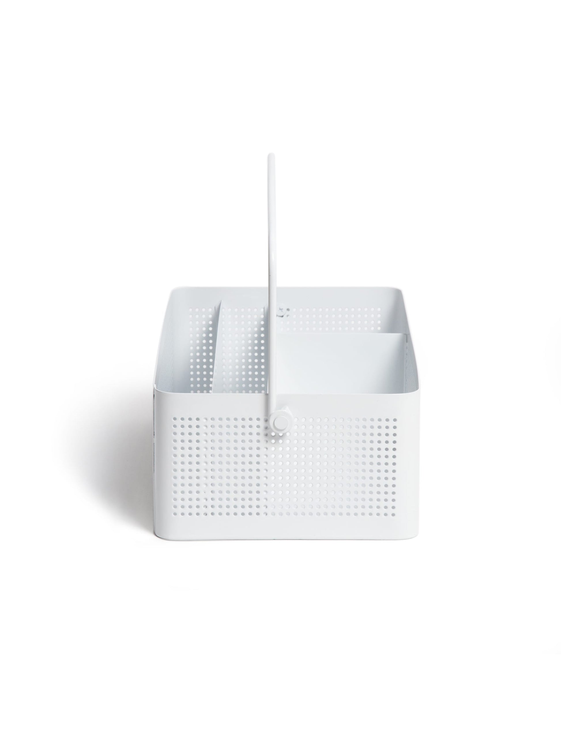 Perf Metal Desktop Caddy, Modern Perforated, White, White, Set of 1, 843463157207