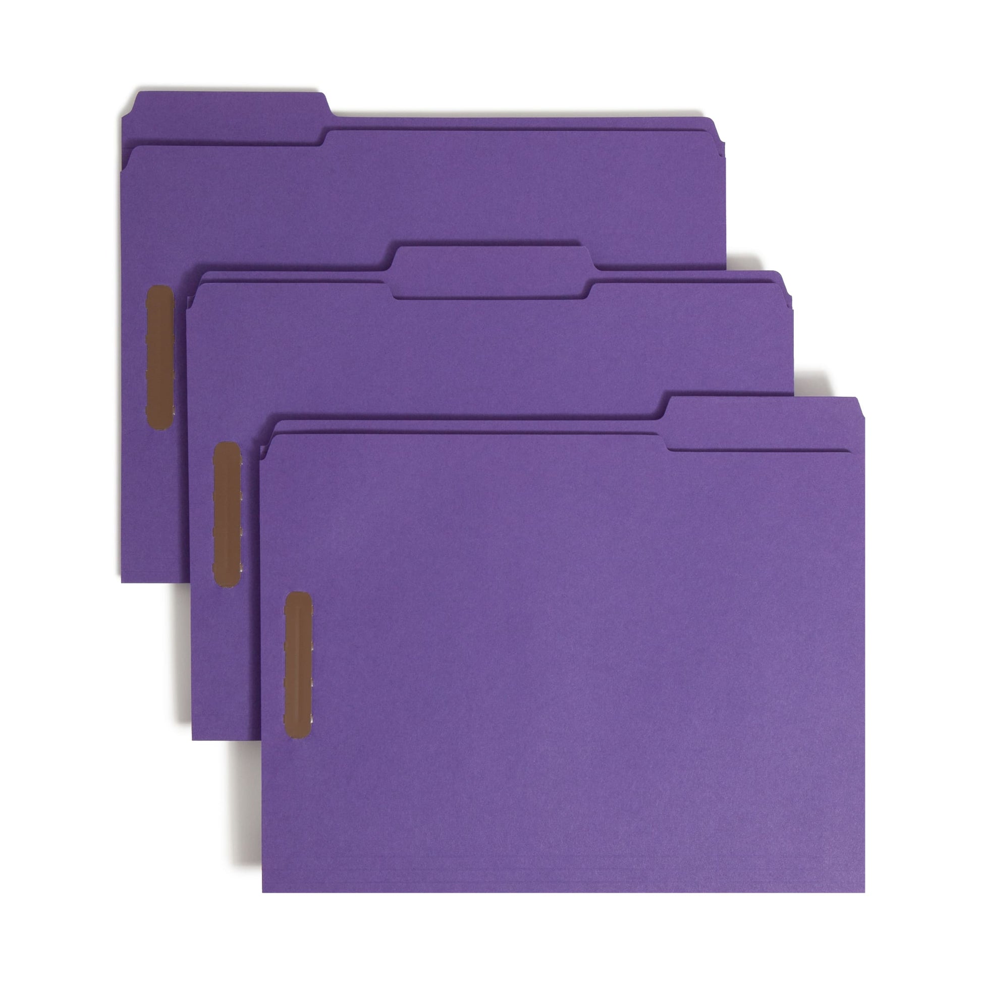 Reinforced Tab Fastener File Folders, 1/3-Cut Tab, 2 Fasteners, Purple Color, Letter Size, Set of 50, 086486130400