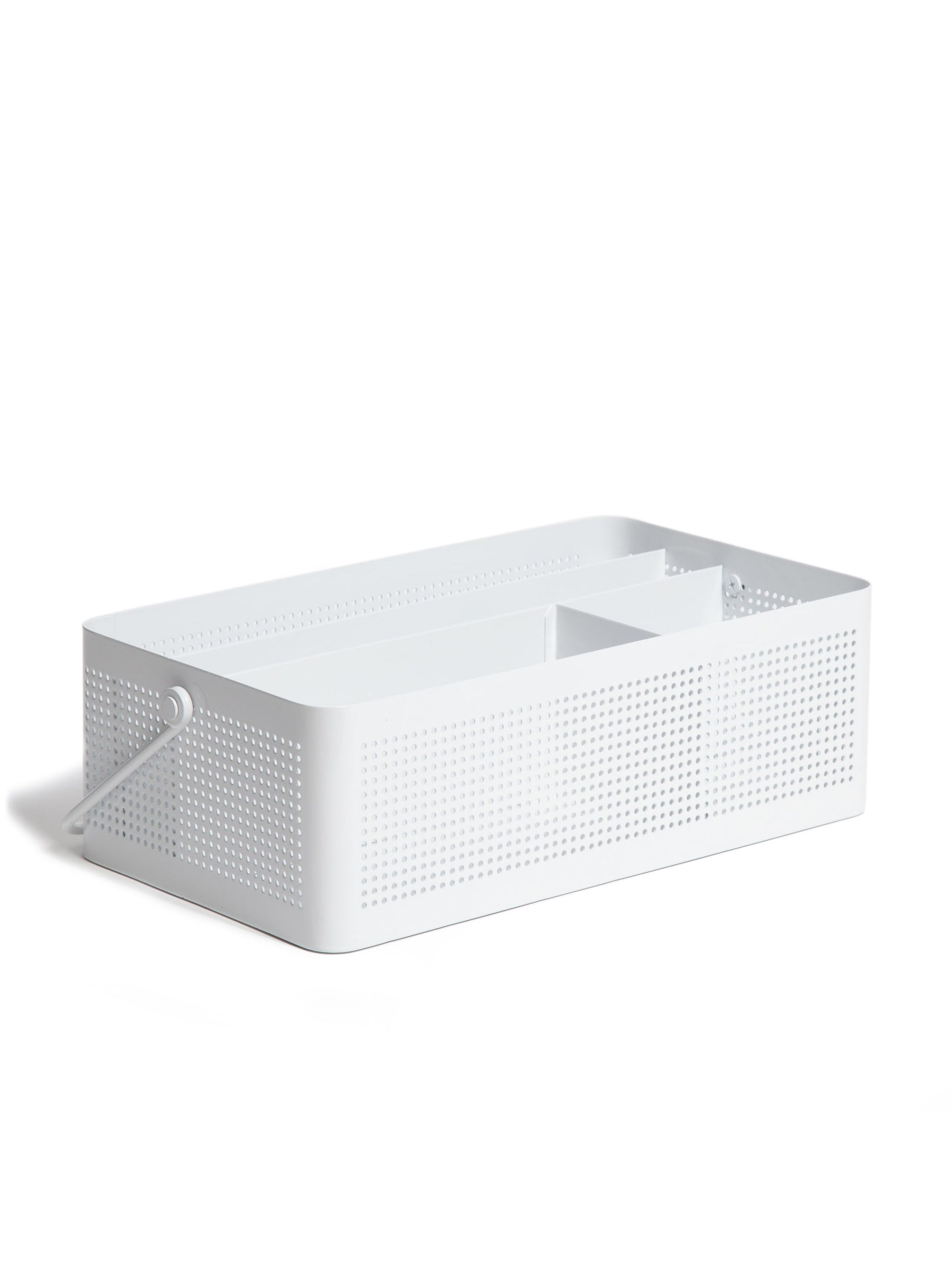 Perf Metal Desktop Caddy, Modern Perforated, White, White, Set of 1, 843463157207