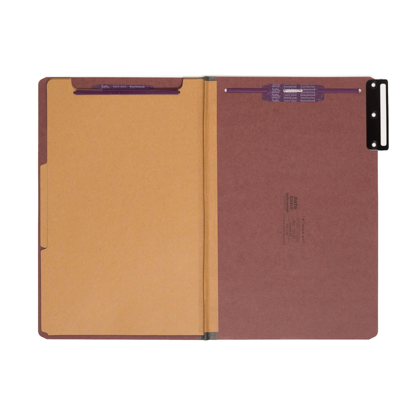 SafeSHIELD® Pressboard Classification File Folders, 2 Dividers, 2 inch Expansion, Metal Tab, Red Color, Legal Size, Set of 10, 30086486192300