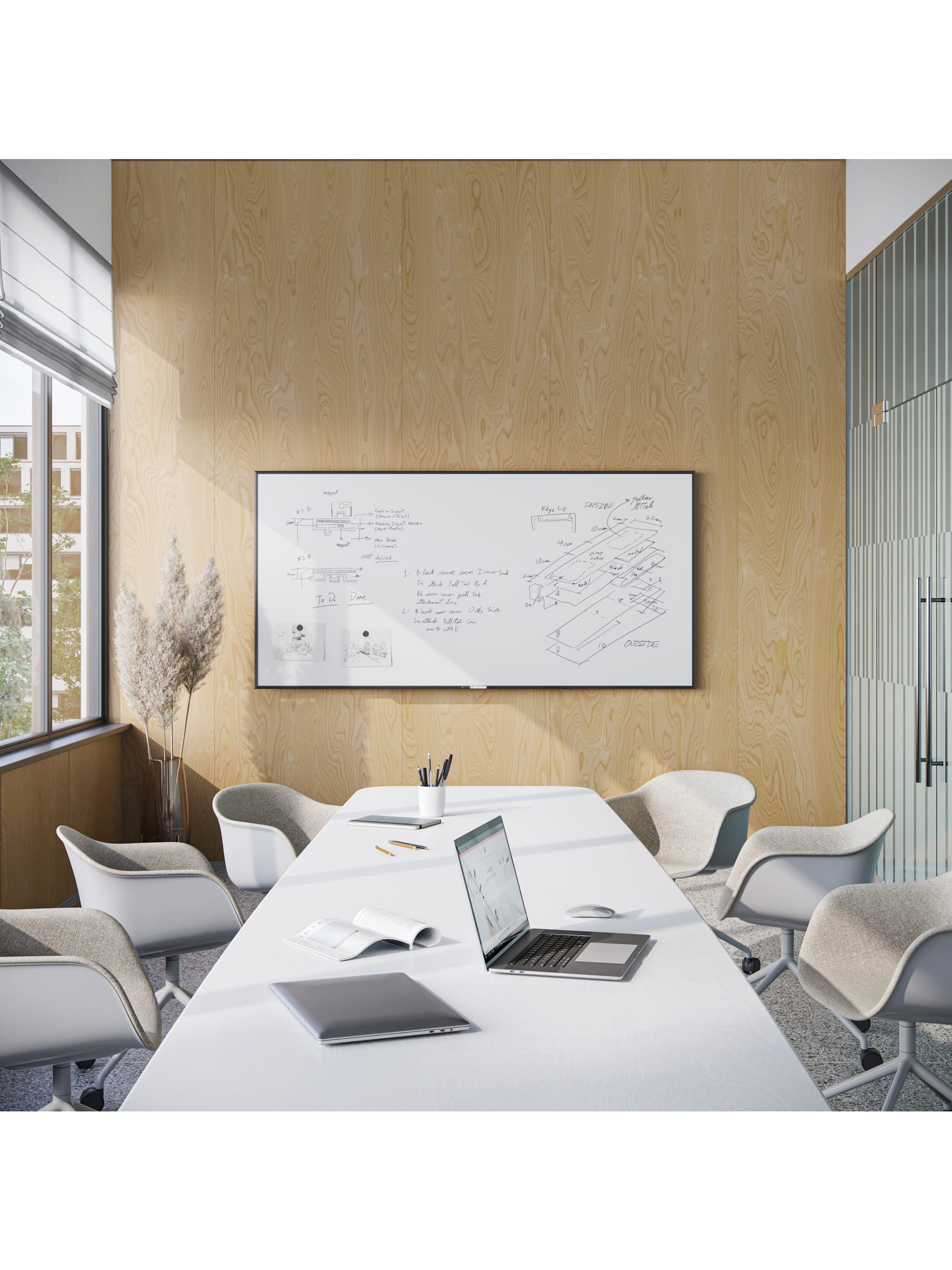 Metal Frame Dry Erase Board, Black, White, 47" x 95", 8 x 4, White, 47" X 95" Size, Set of 1, 817894028986
