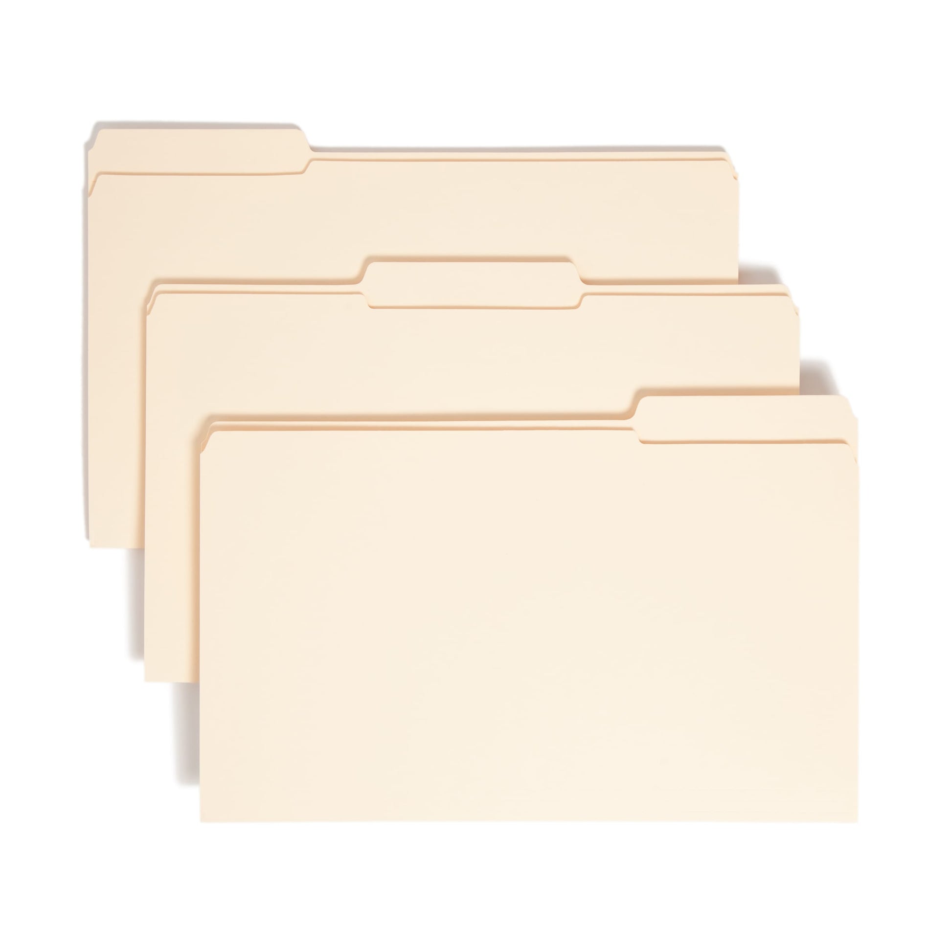 Heavy Duty Reinforced Tab File Folders, 1/3-Cut Tab, Manila Color, Letter Size, Set of 45, 086486104388