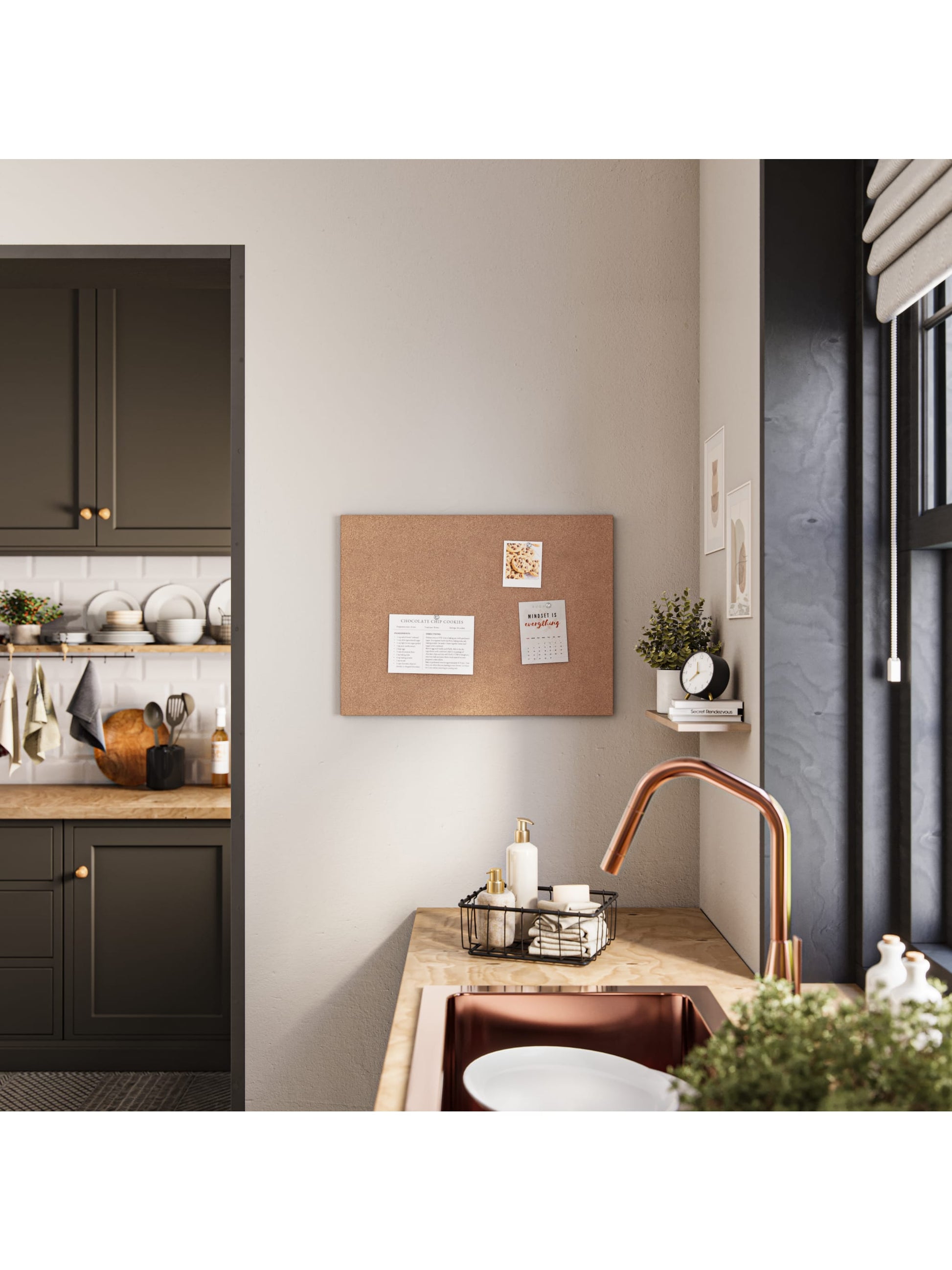 Frameless Cork Board, Brown, 23" x 17", 2 x 1.5, Brown, 23" X 17" Size, Set of 1, 817894028733