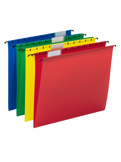 Poly Hanging File Folders, Assorted Primaries Color, Letter Size, Set of 1, 086486640268