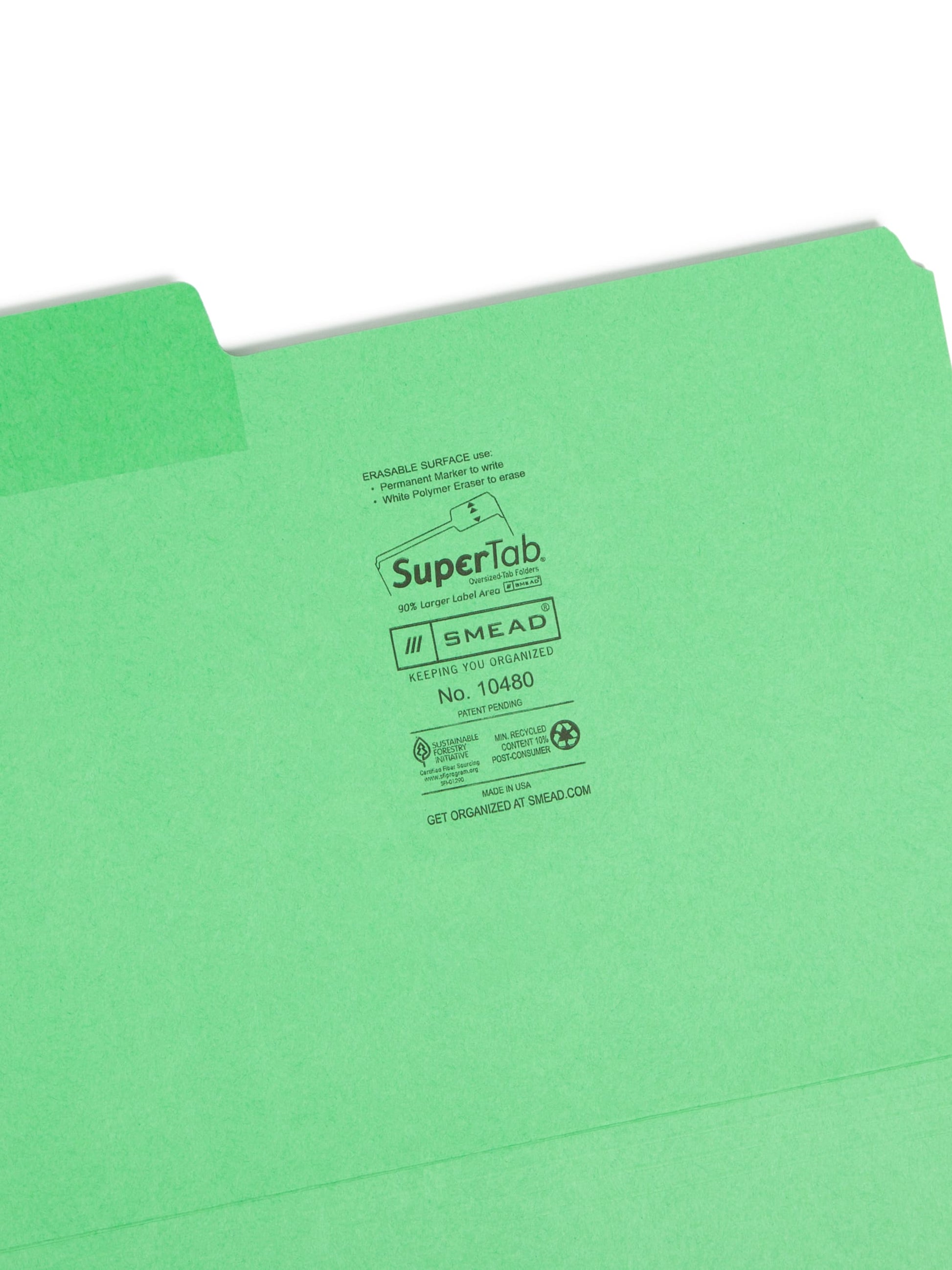 Erasable SuperTab® File Folders, Assorted Colors Color, Letter Size, Set of 24, 086486104807