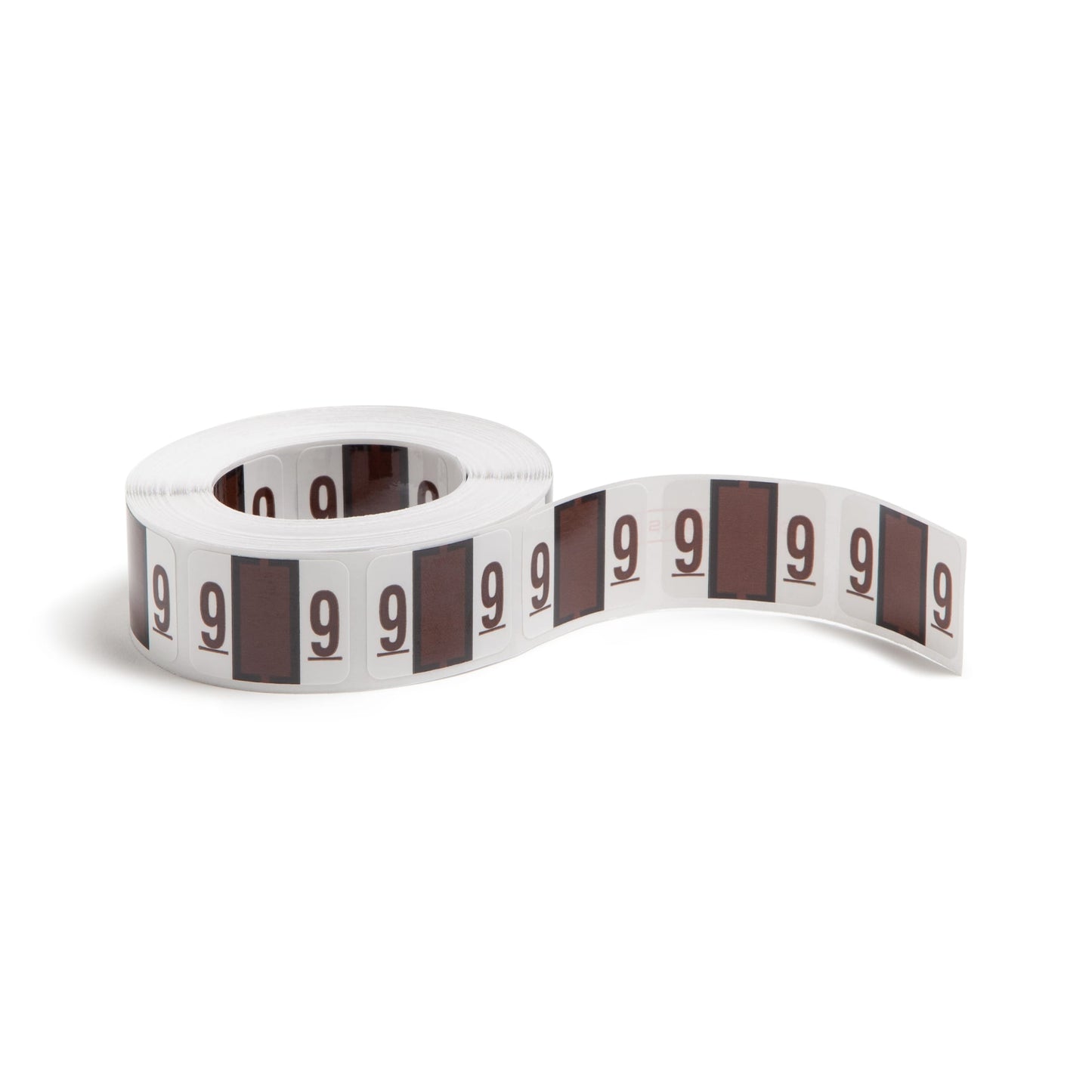 BCCRN Bar Style Color-Coded Numeric Labels, 0-9 Rolls, Brown Color, 1-1/4" X 1" Size, Set of 50, 086486673792
